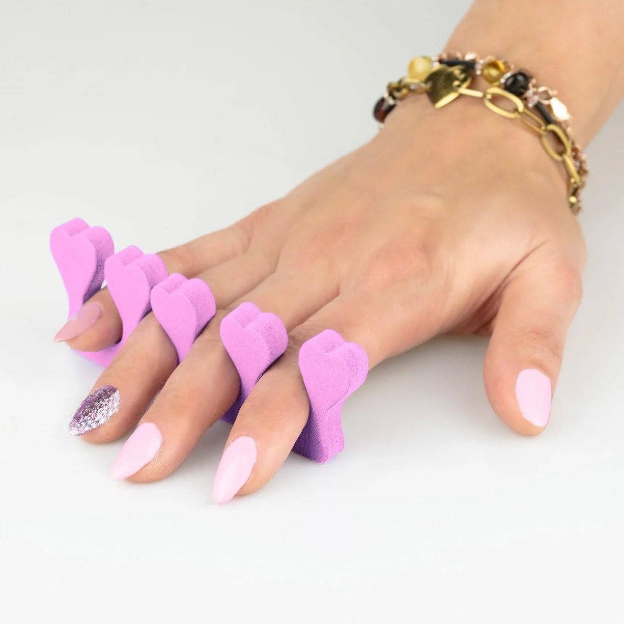 Rozdzielacz palców | separator do paznokci i paznokci u stóp do malowania paznokci | pedicure | zestaw 10 sztuk (różowy)