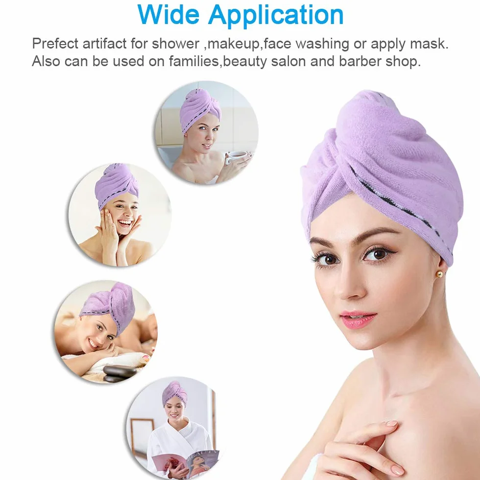 ACWOO Ręcznik Turban do Włosów z Mikrofibry 3 sztuki Szybkoschnący Różowy Szary Fioletowy