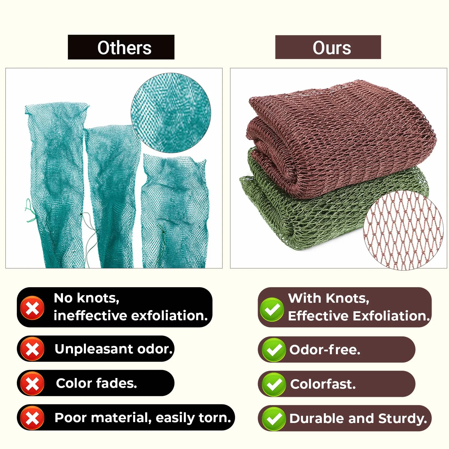 Qianyu 2 szt. afrykańska gąbka siatkowa peeling do ciała złuszczająca gąbka do kąpieli prysznic luffa podróżne przenośne akcesoria łazienkowe dla kobiet mężczyzn wszystkie rodzaje skóry pielęgnacja