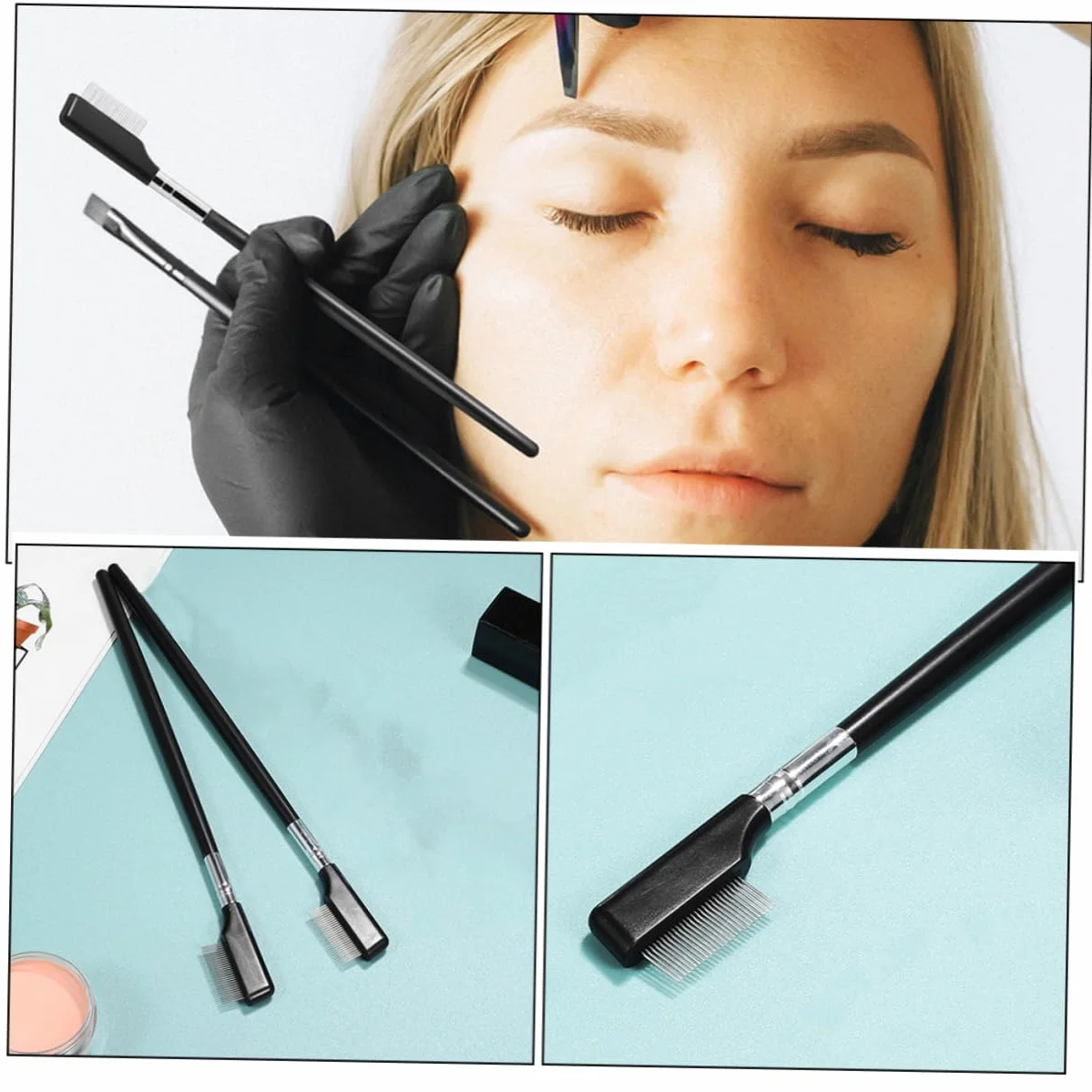 Metalowy Grzebień Do Rzęs Stal Nierdzewna Separator Ergonomiczny Uchwyt Narzędzie Do Makijażu Oczu
