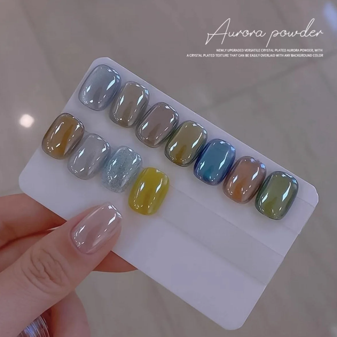 2 pudełka White Pearl Chrome Nail powder Transparentny Aurora Chrome Pigment dla nóg, lśniące glitter powders efekt lustrzany