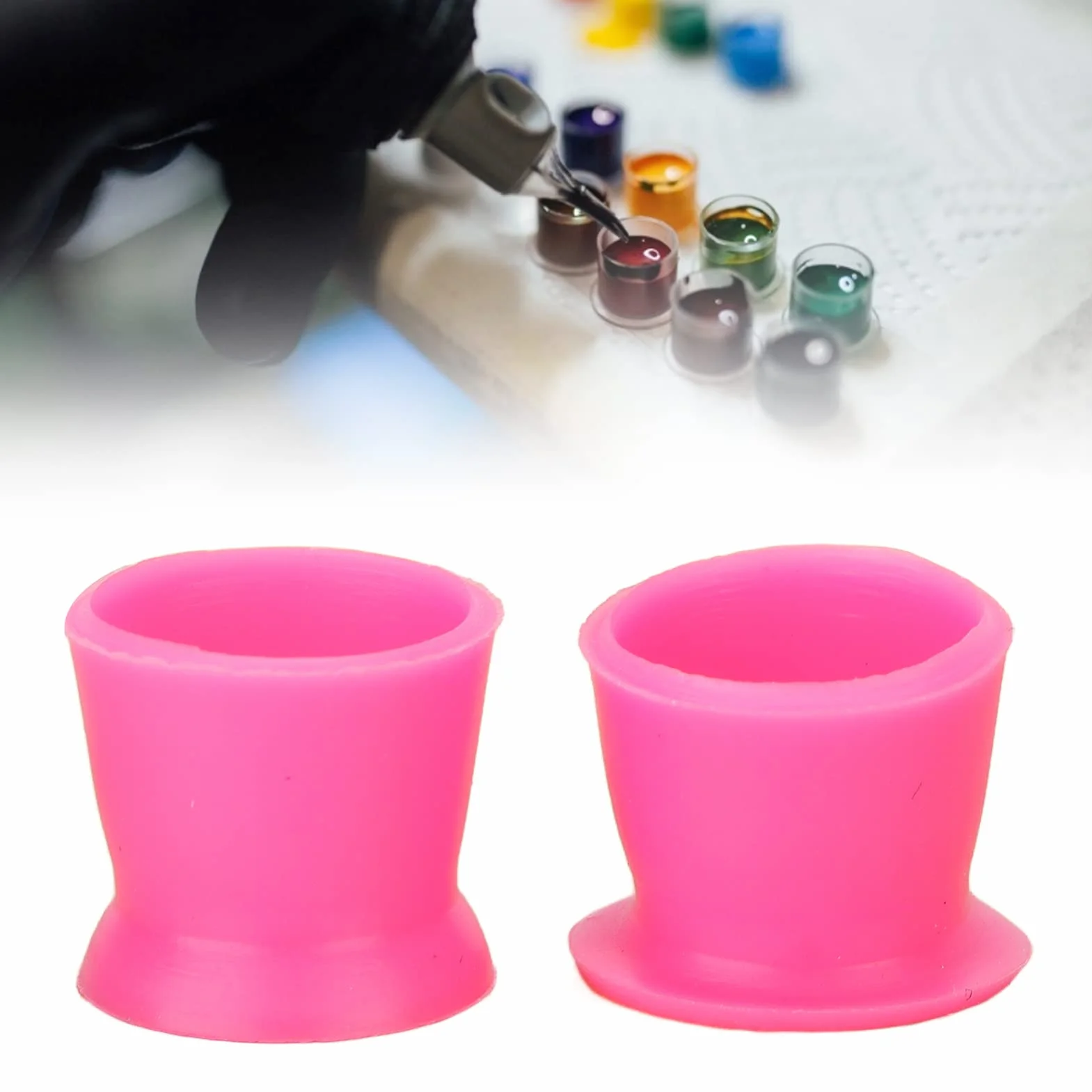 Tattoo Ink Caps Cups - Mixed 300PCS Jednorazowe Nasadki z Atramentem Pigmentowym w 12MM Tattoo Cups Caps Silikonowe Nasadki z Atramentem Pigmentowym do Materiałów Eksploatacyjnych (różowe)