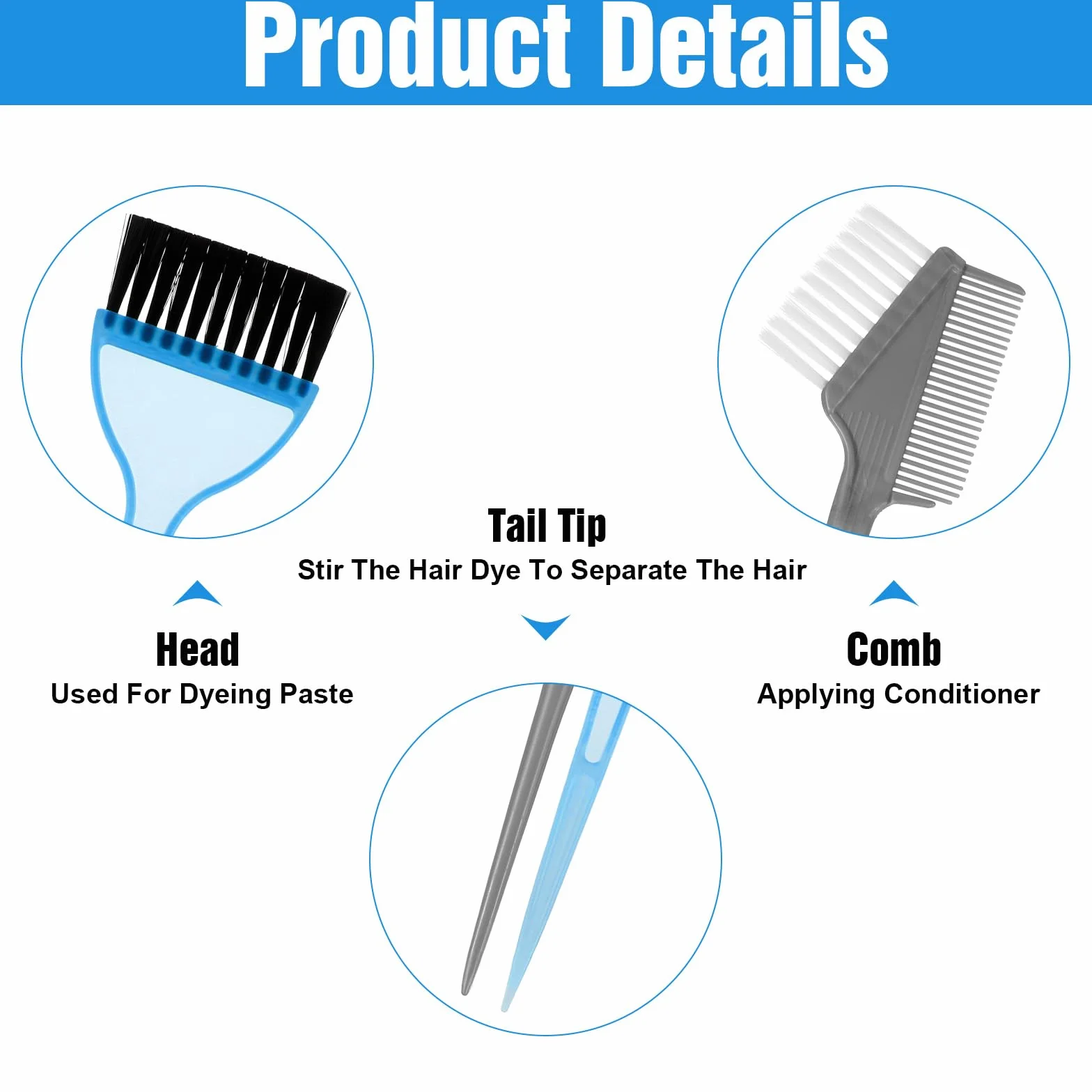 Mabor Zestaw 4 pędzli do farbowania włosów aplikatory z grzebieniami