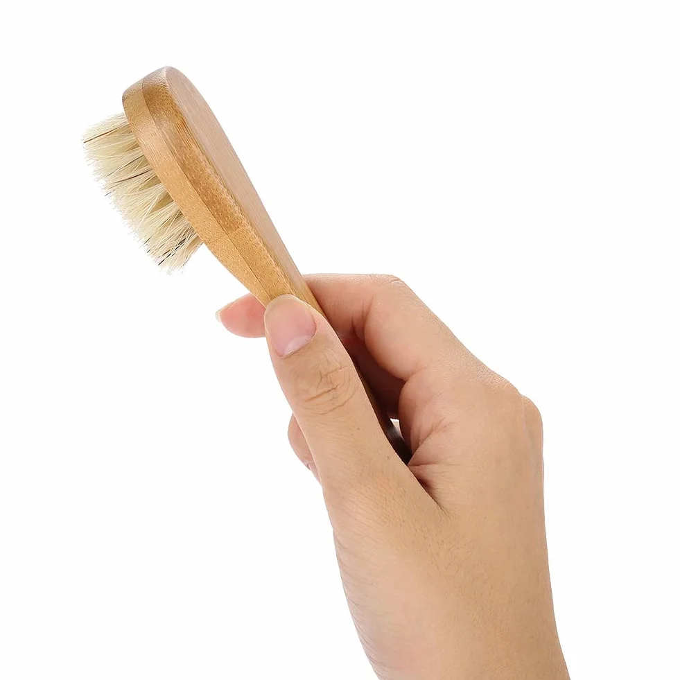 Dry Brush For Face Wooden Handle Exfoliating Body Brush