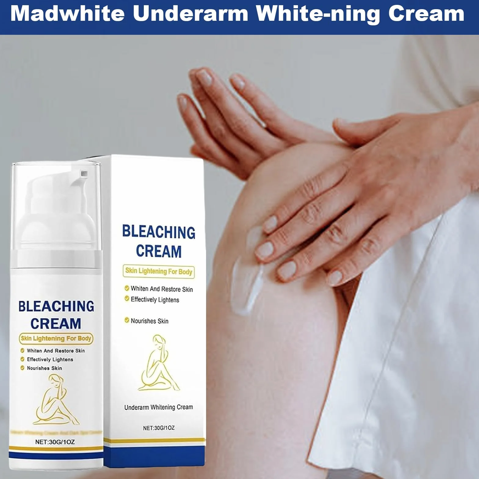 Lightening Cream, Skin Brightener, Spot Remover, Gentle Formula for Dull Areas, Neck, Buttock, Hand, Sun Damage, Sensitive Skin, Daily Care, Hydration, Tone Balance, Glow Boost