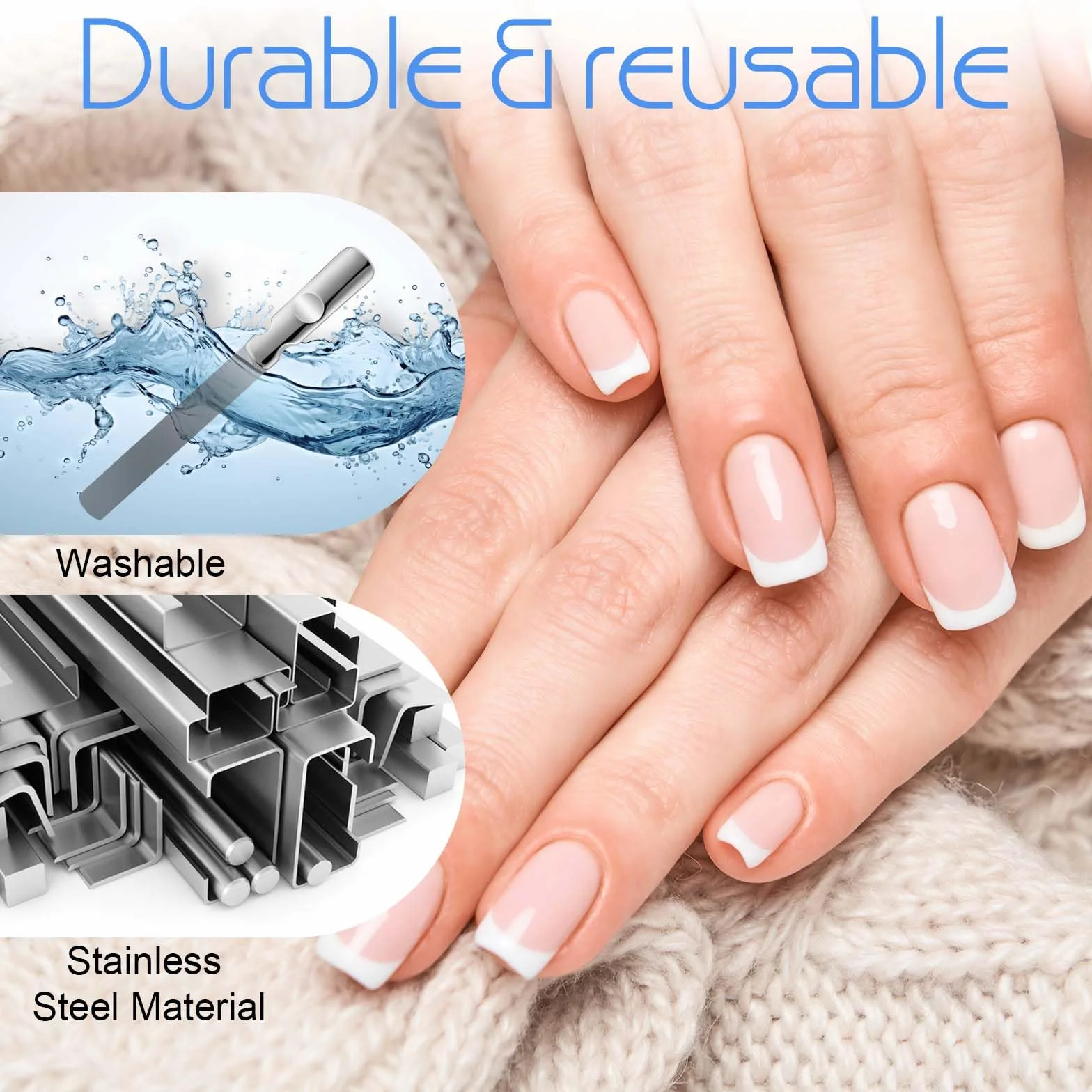 2 x profesjonalny pilnik do manicure ze stali nierdzewnej ze skórzanym etui, dwustronne polerowane pilniki do paznokci, naturalny pilnik do paznokci z antypoślizgowym uchwytem do manicure, pedicure