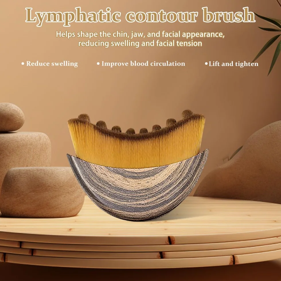 3 sztuki Limphatic Contour Face Brush do twarzy, do suchej twarzy, z 1 grzebieniem do masażu do drenażu limfatycznego, drenażu limfatycznego, twarzy, do brody i kształtowania szczęki