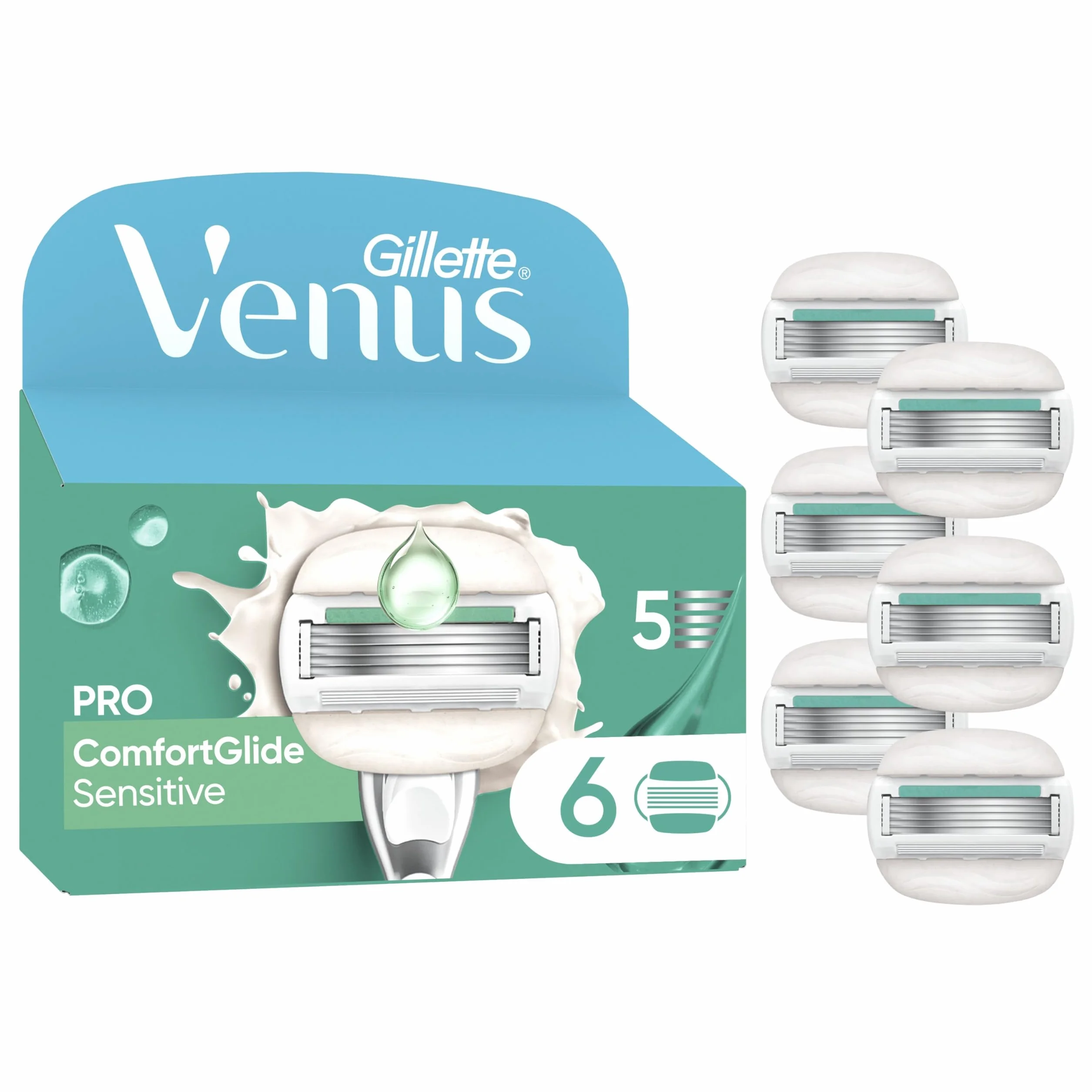 Gillette Venus ComfortGlide 5 Sensitive 6 zapasowych ostrzy