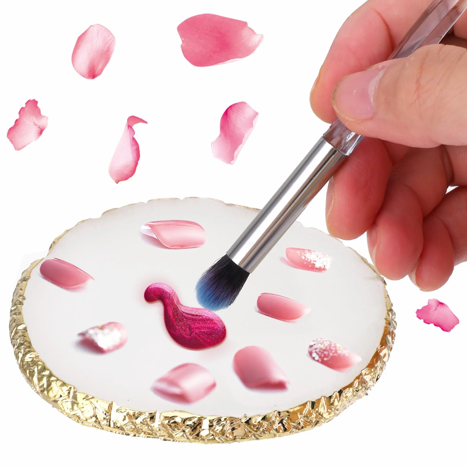 Ouligay Paleta do manicure z żywicy syntetycznej zestaw do malowania paznokci biała