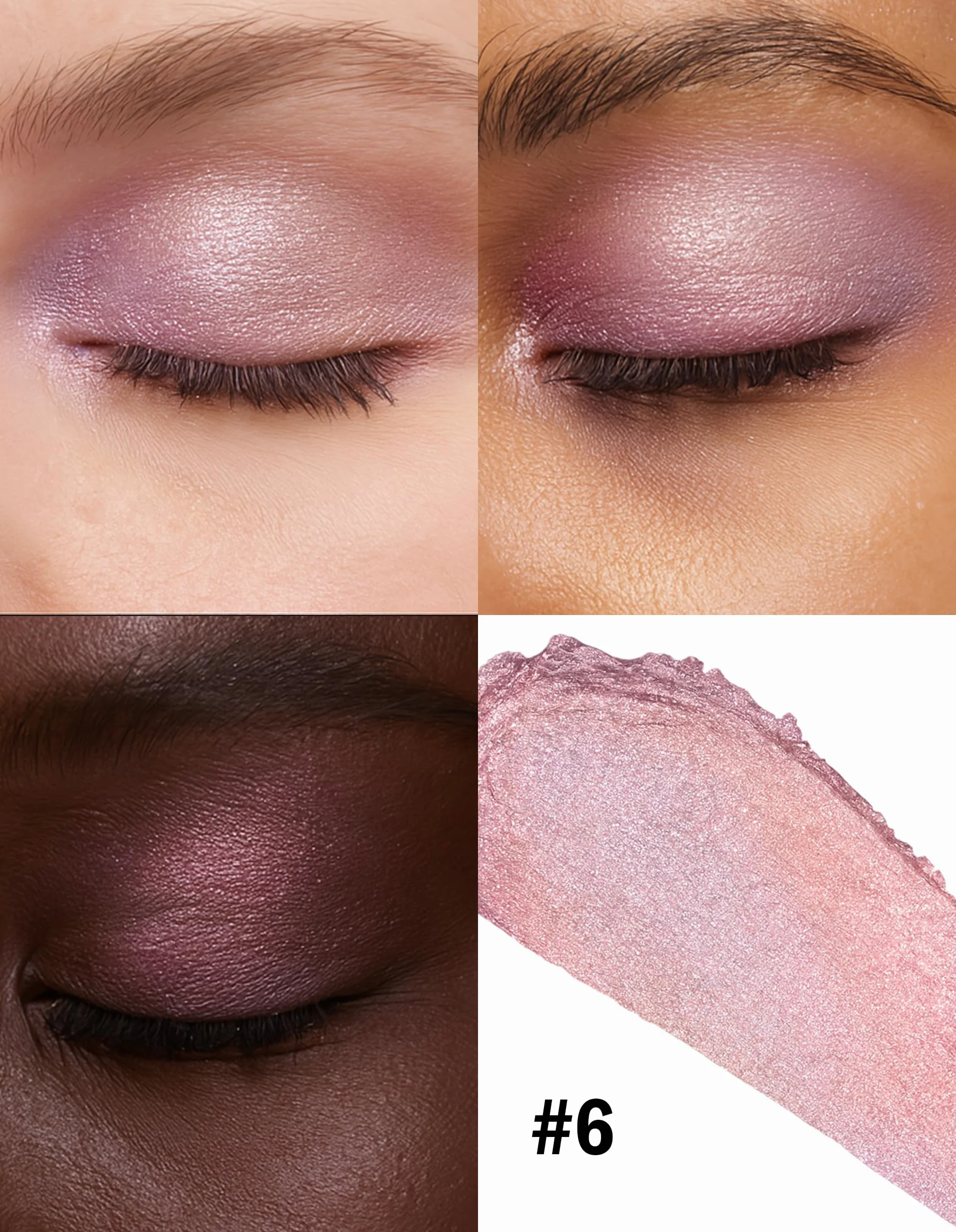 Erinde Glitter Stick Eyeshadow, wodoodporny cień do powiek, wysoka krycie, kremowa tekstura, łatwy do cieniowania, jasny perłowy efekt, możliwość użycia jako eyeliner i rozświetlacz #6