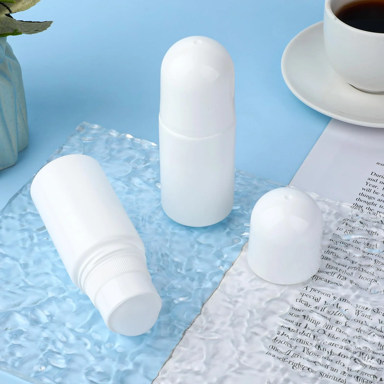 3 sztuki pustych butelek z tworzywa sztucznego, 50 ml, do ponownego napełniania, do aromaterapii, z kulką rolkową, na zapachy, olejki zapachowe