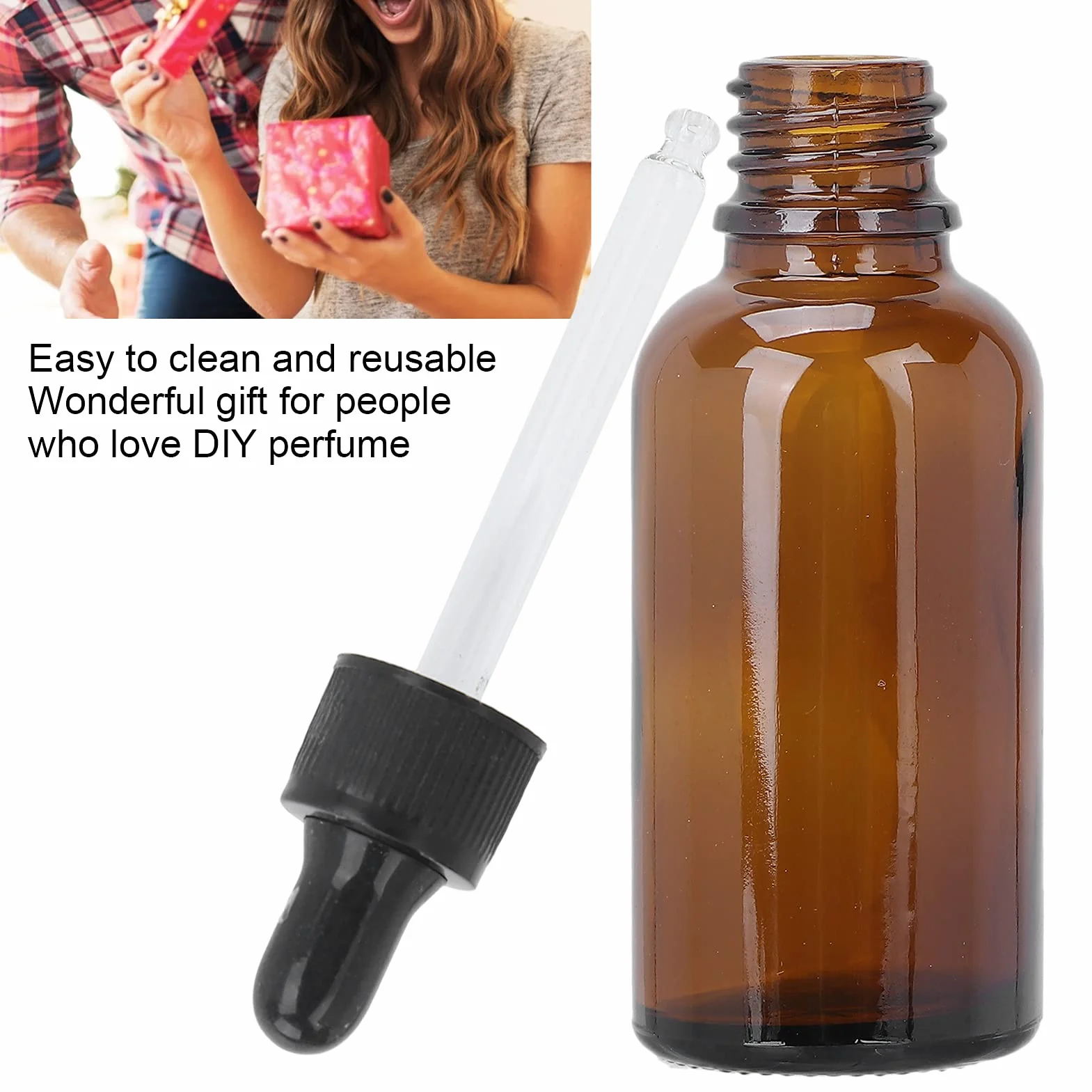 Sonew Pusta butelka na olejek eteryczny do wielokrotnego napełniania, 2 rozmiary brązowe mini przenośne perfumy DIY serum do twarzy perfumy zakraplacz butelka akcesoria (#2)