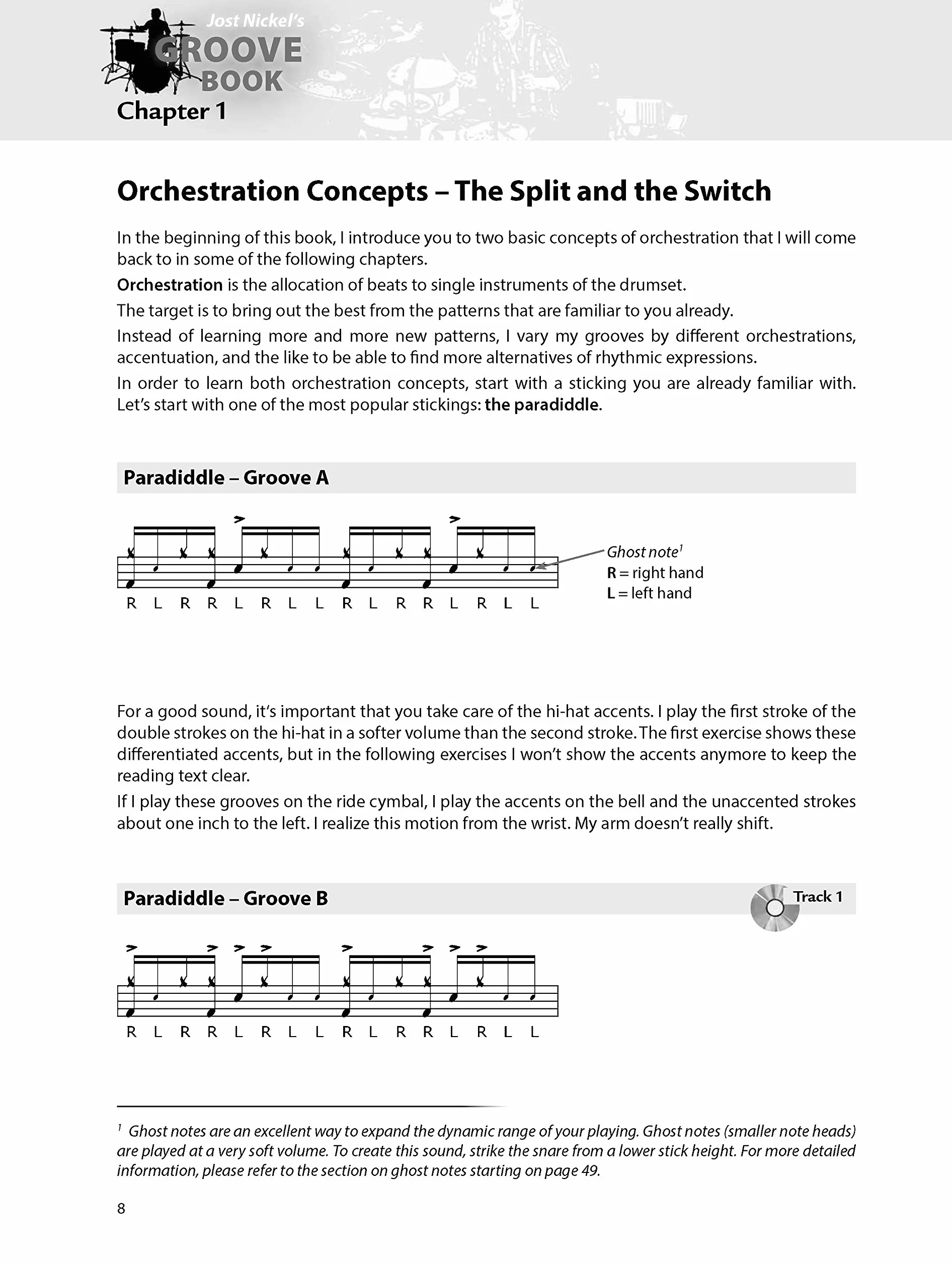 Jost Nickel's Groove Book: Groove Design, Orchestration, Split & Switch Grooves, Linear Grooves, Ghost Notes, Displacements, Bass Drum: Technics & ... ... Timing and much more (English Edition)