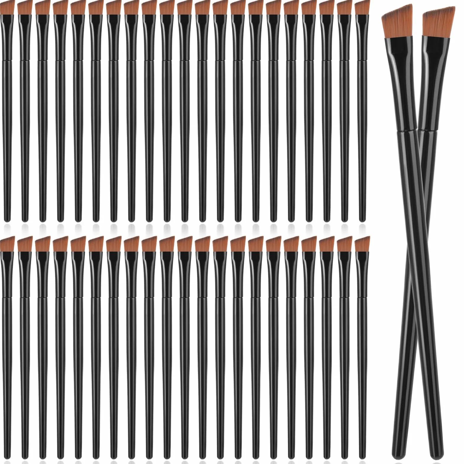 Prasacco 50 sztuk pędzli do brwi, zakrzywiony pędzel do eyelinera, pędzel do cieni do powiek, pędzel 10 cm, mały płaski pędzel, wielofunkcyjny pędzel do makijażu eyelinera, brwi, szminki, różu