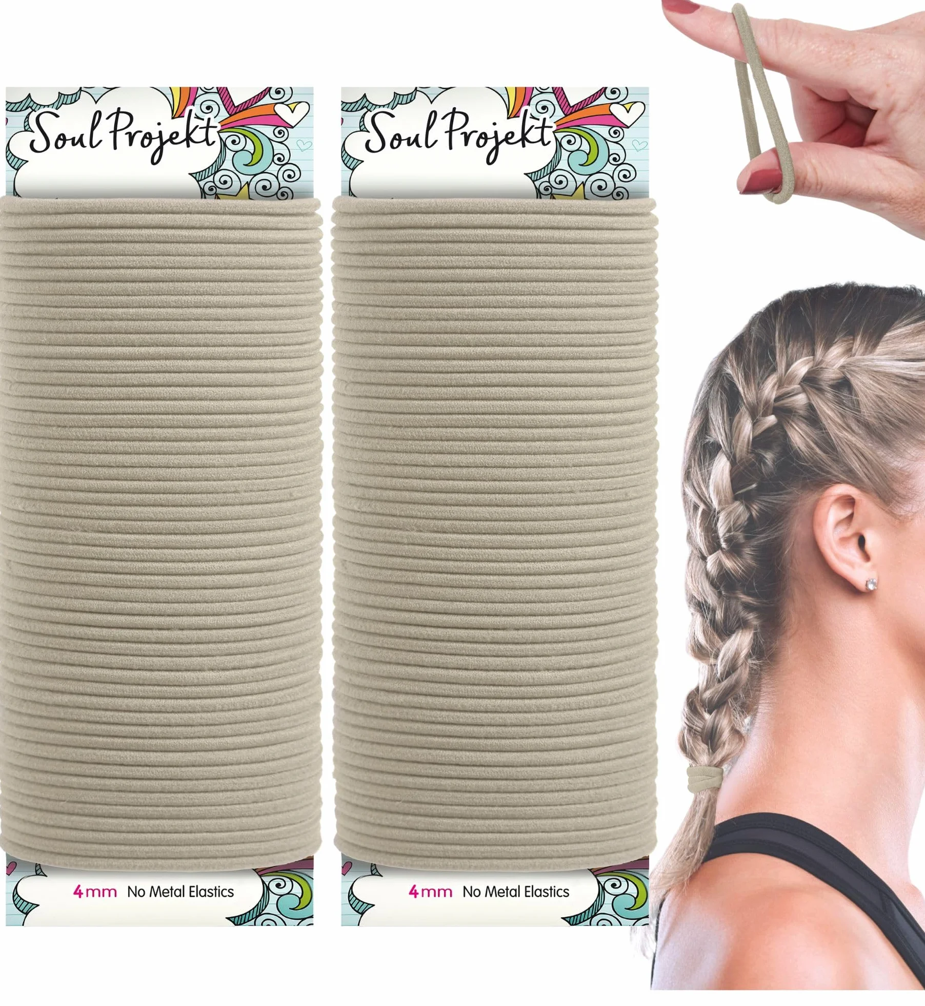 Gumki do włosów 100 sztuk 4 mm elastyczne opaski jasny blond