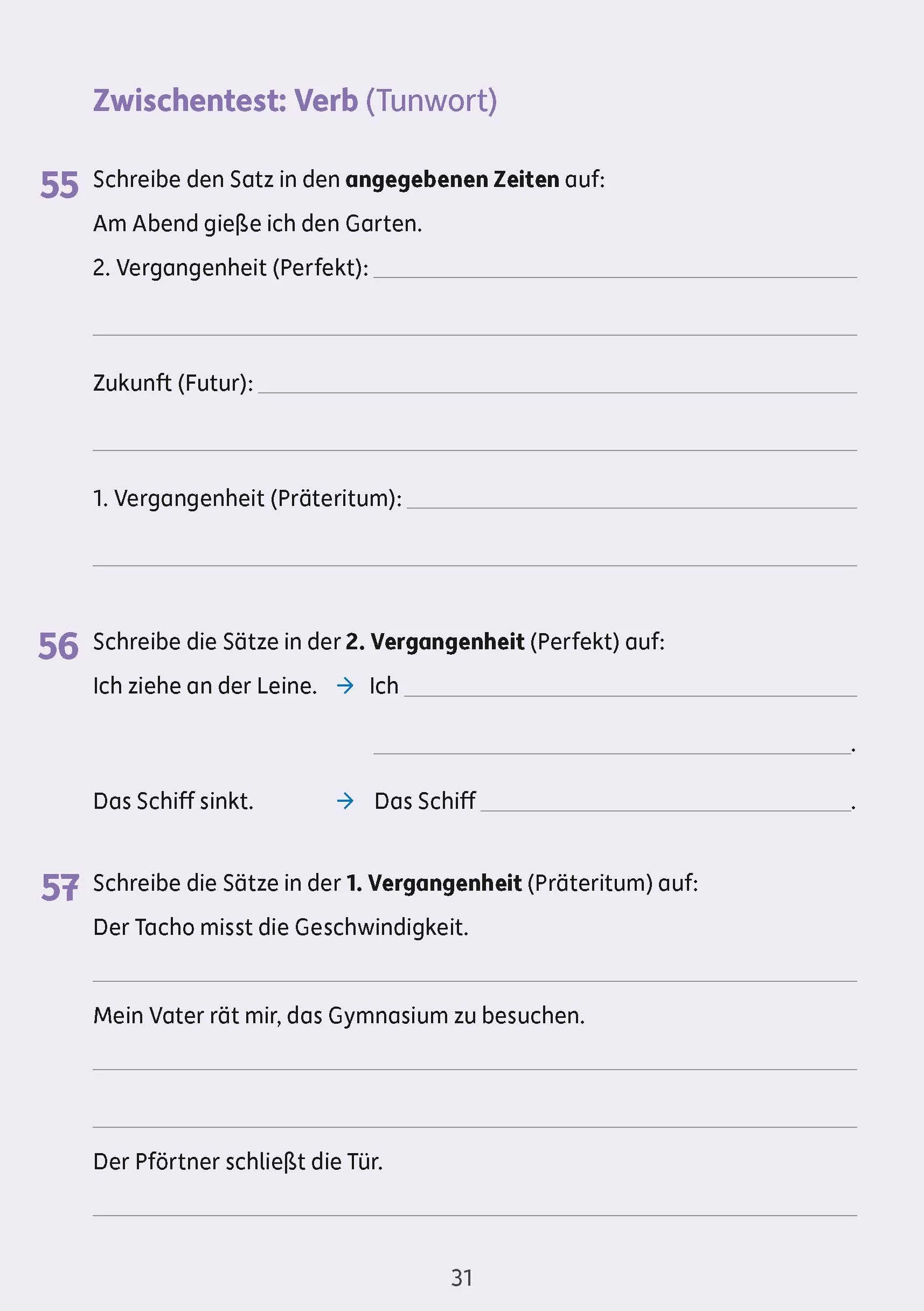 Grammatik 4. Klasse: Einfache Wortarten und Satzglieder (Sprachbetrachtung), Übungsprogramm mit Lösungen für die 4. Klasse (Vorbereitung für den Übertritt an weiterführende Schulen): 214