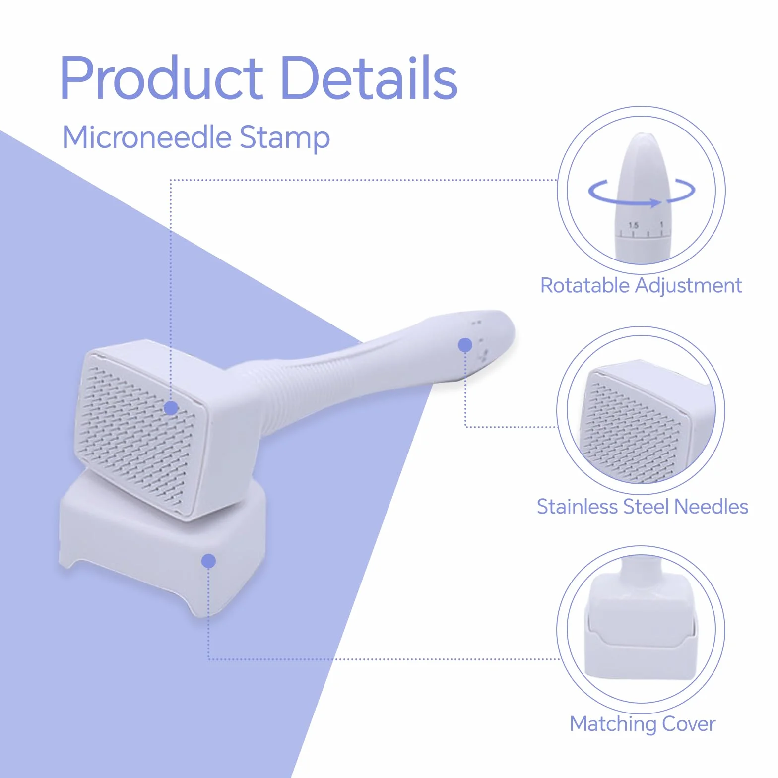 Derma Stempel do mikroigłowania, stempel do zmarszczek, do stosowania na powierzchni skóry, w celu wspierania wchłaniania produktów do pielęgnacji skóry, pomaga w leczeniu wypadania włosów