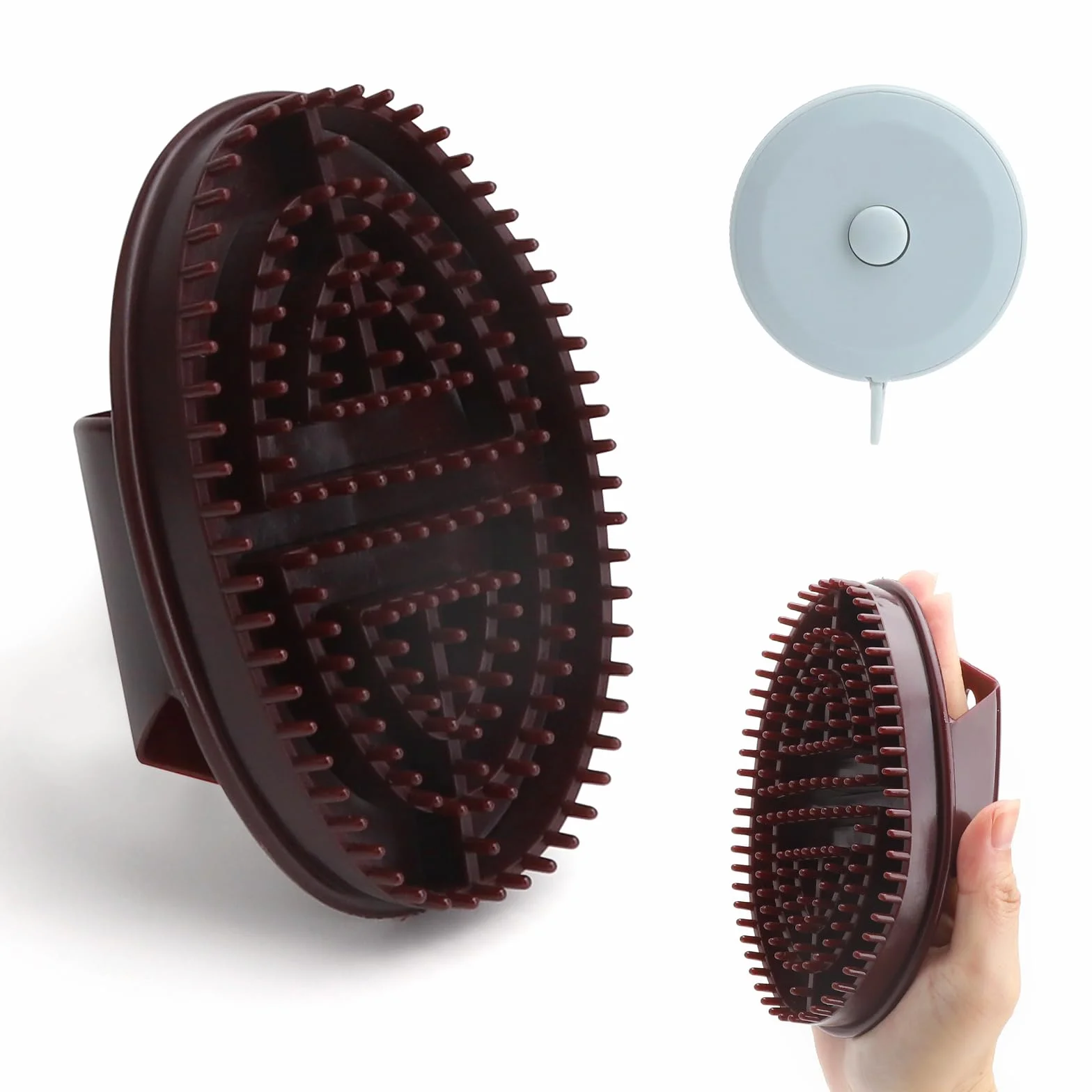 Szczotka do masażu ciała, brązowa szczotka do masażu Gua-Sha, szczotka do masażu gua sha, pędzel do nacisku Meridian z taśmą mierniczą, pędzel do masażu ciała Meridian może poprawić krążenie krwi i