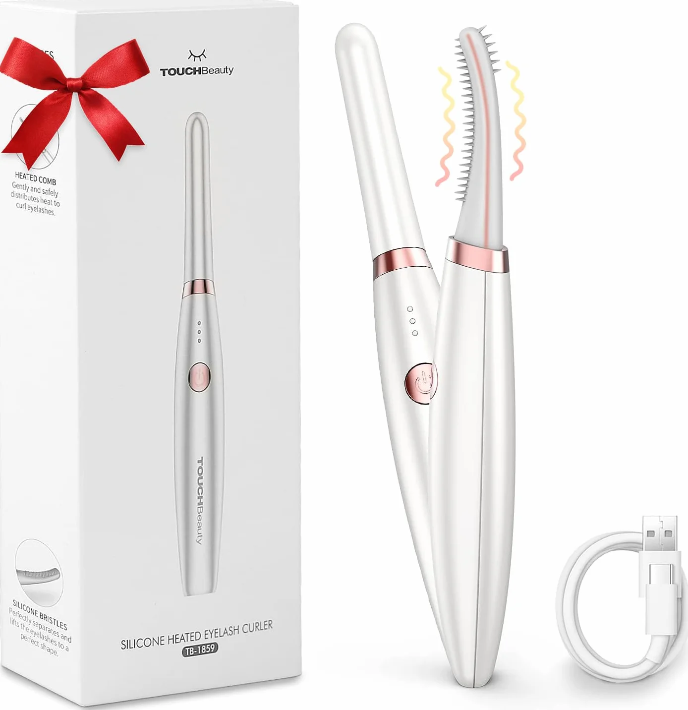 TOUCHBeauty Elektryczne ogrzewane szczypce do rzęs z możliwością ponownego ładowania USB-C 3 tryby temperatury zestaw do liftingu rzęs