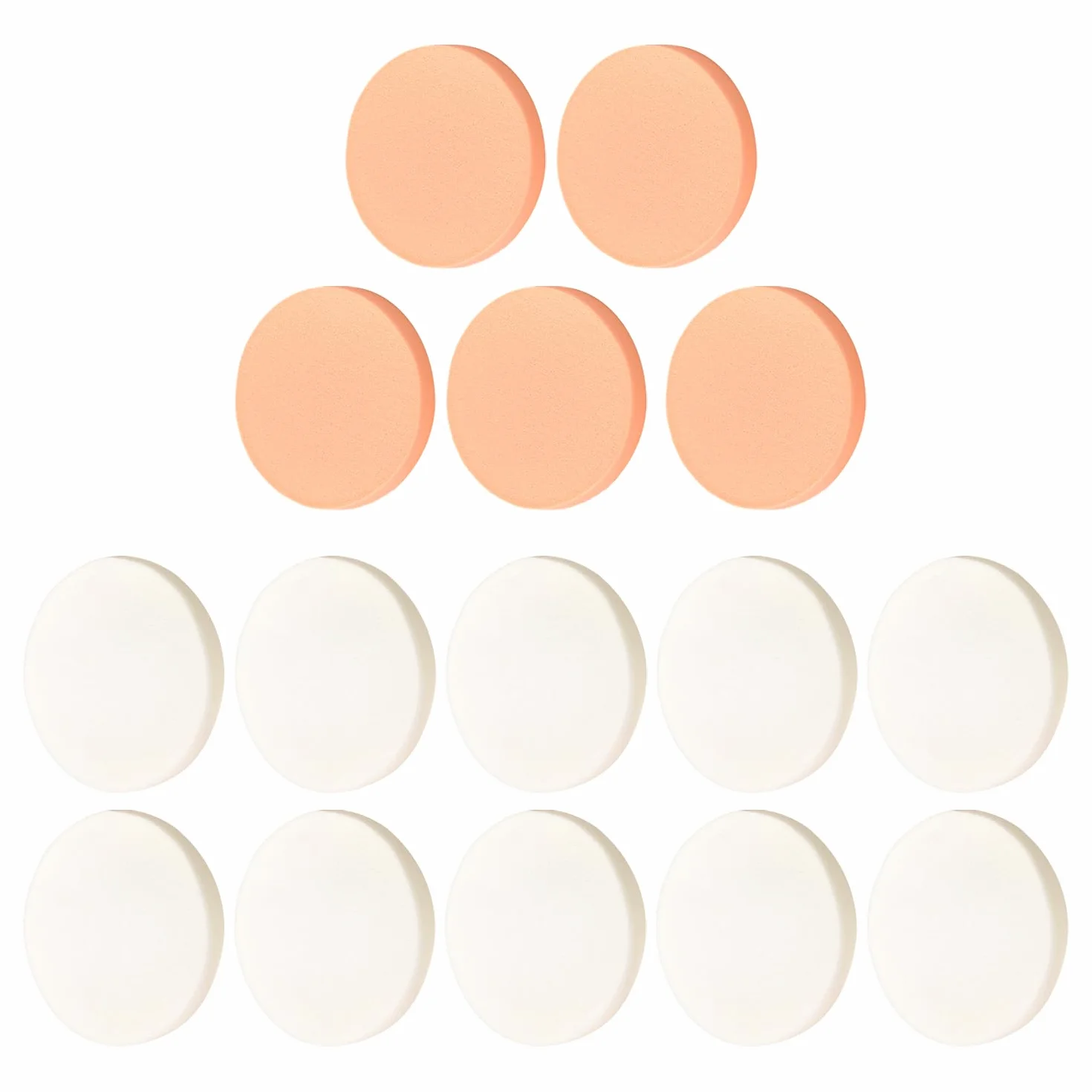 15 sztuk gąbek do makijażu, okrągła gąbka do podkładu, miękka i wielokrotnego użytku, nadaje się do płynów, kremów i pudru, nadaje się do codziennego użytku (biała i odcień skóry, 55 x 7 mm)