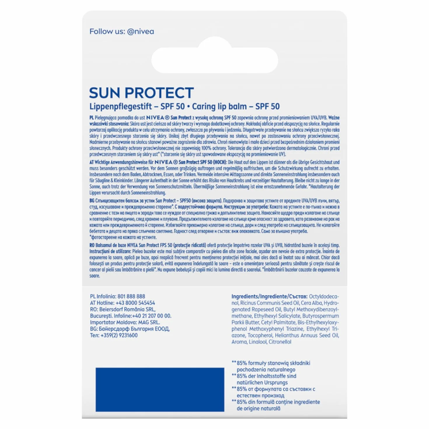 NIVEA SUN Pielęgnująca pomadka do ust SPF 50 4,8 g