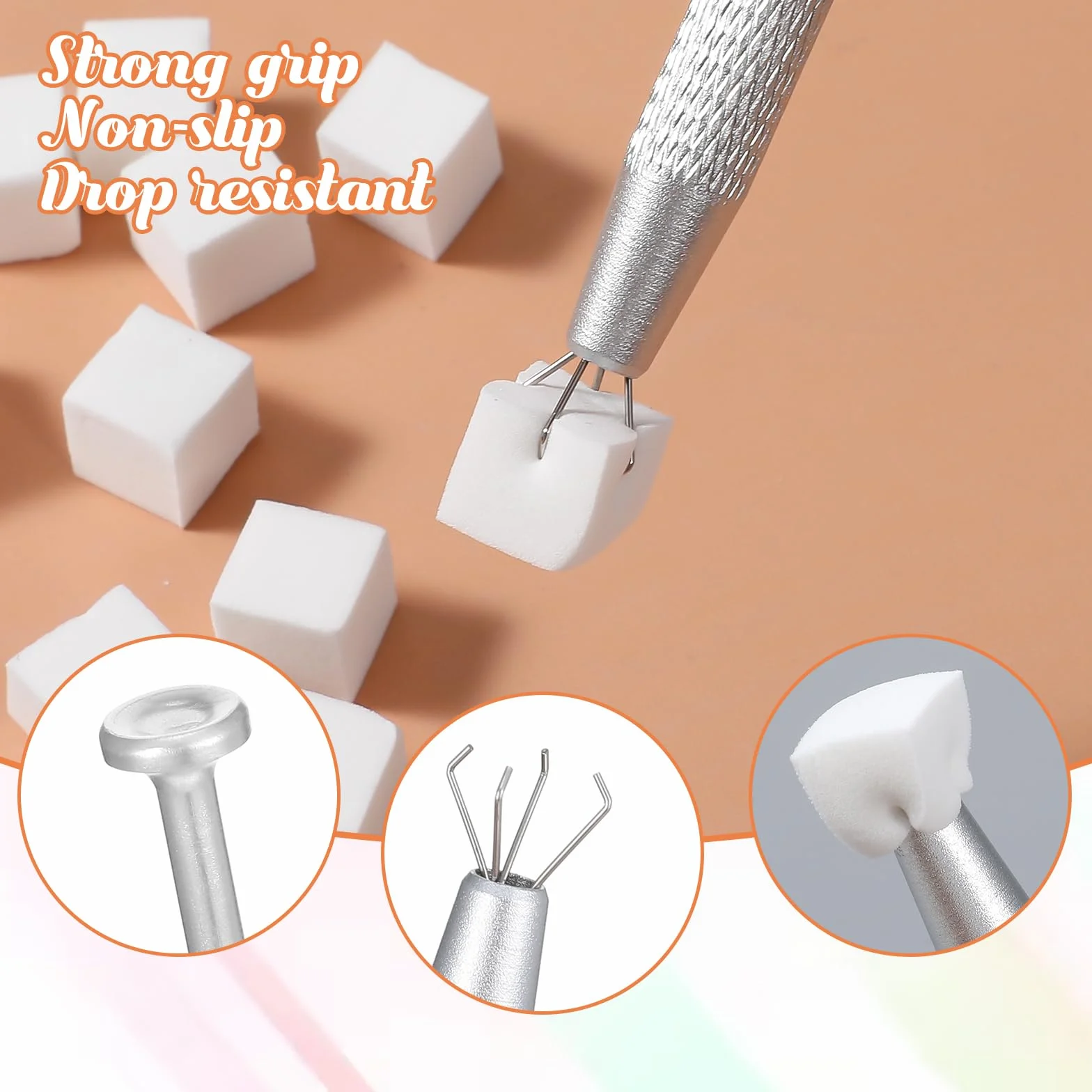 200 sztuk gąbek do zdobienia paznokci z metalowym chwytakiem, gąbka, pędzel, akcesoria do stylizacji paznokci, aplikator do manicure, gradientu, gąbek, do tworzenia wzorów