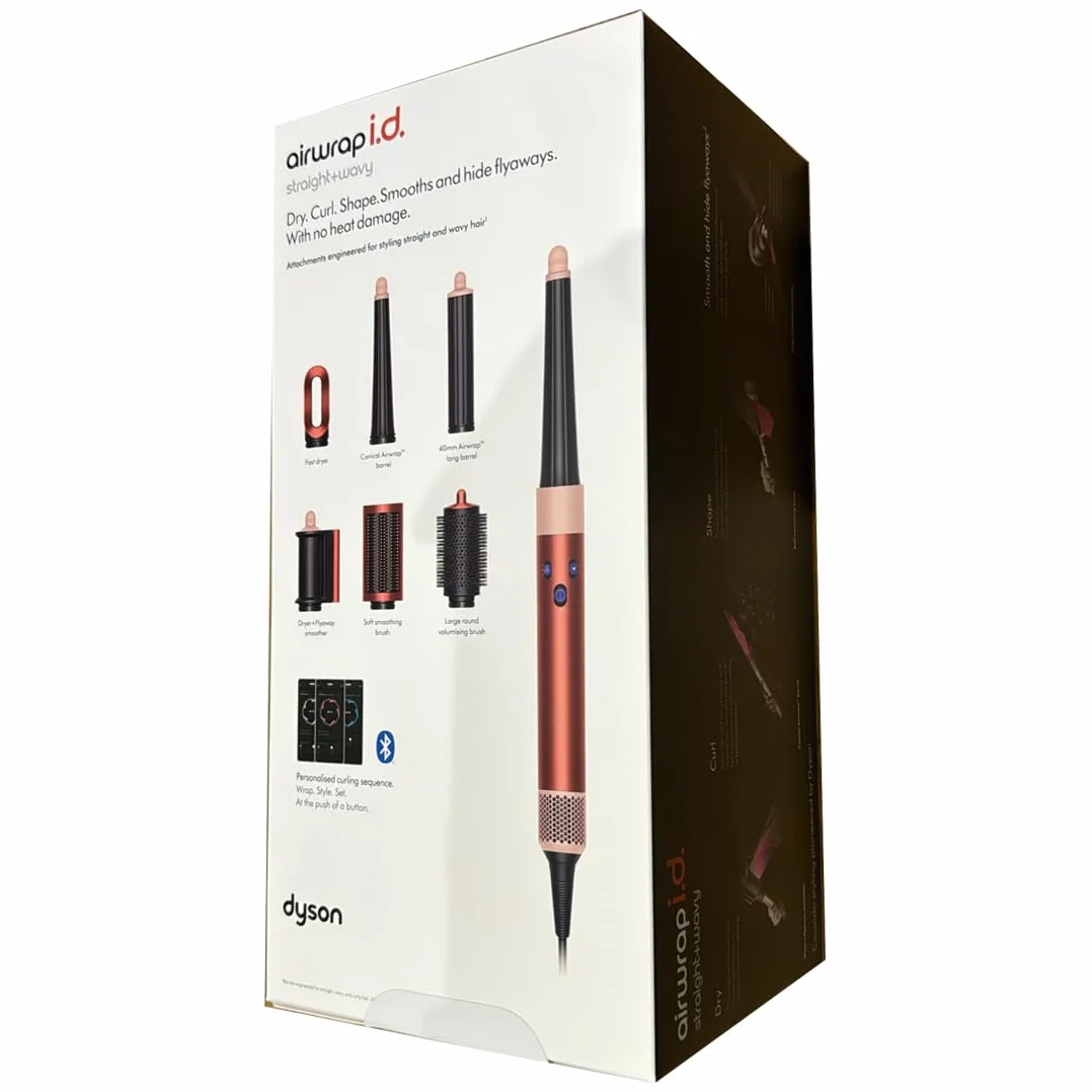 Dyson Airwrap i.d. Multi-Styler and Dryer Straight+Wavy HS08 - Bluetooth Enabled - for Perfect Curls (Strawberry Bronze/Blush Pink)