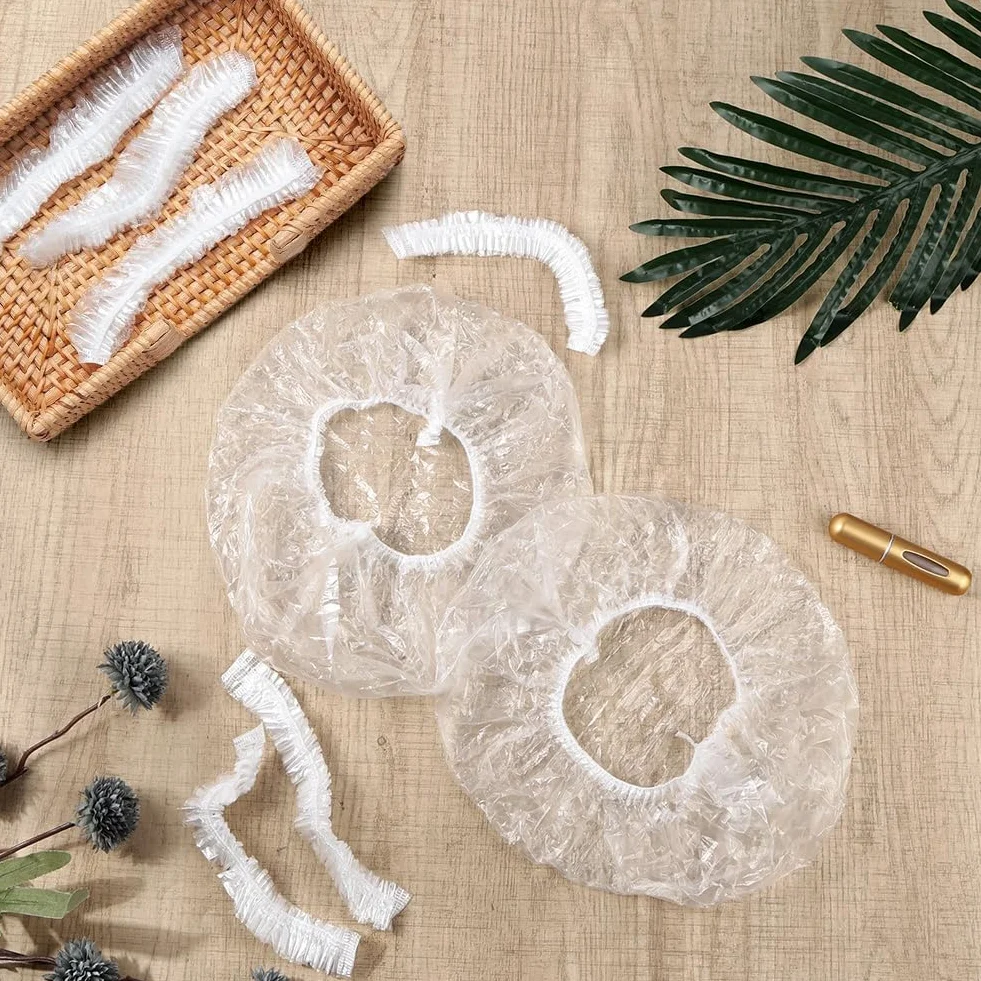 Przezroczyste jednorazowe czepki prysznicowe 48 cm LOPHE duży do fryzjera spa hotelu