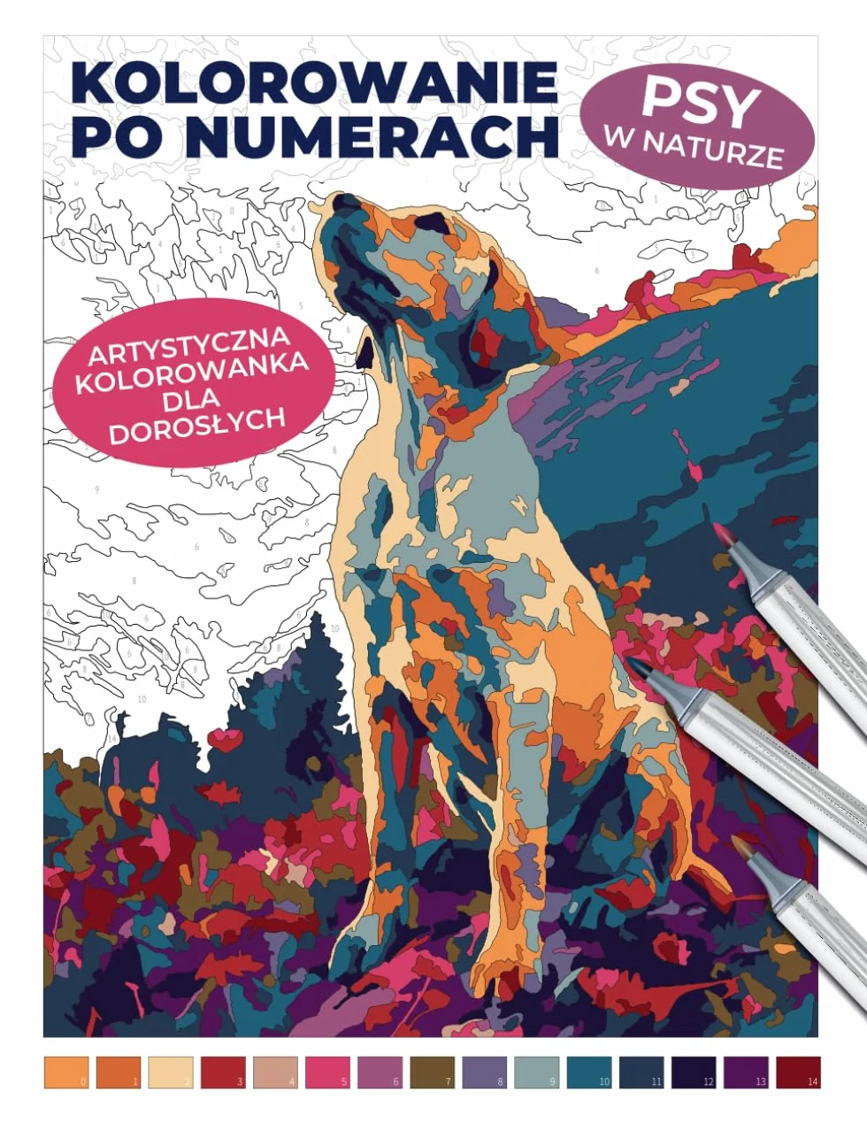 Kolorowanie po numerach: Psy w naturze: Artystyczna kolorowanka dla dorosłych