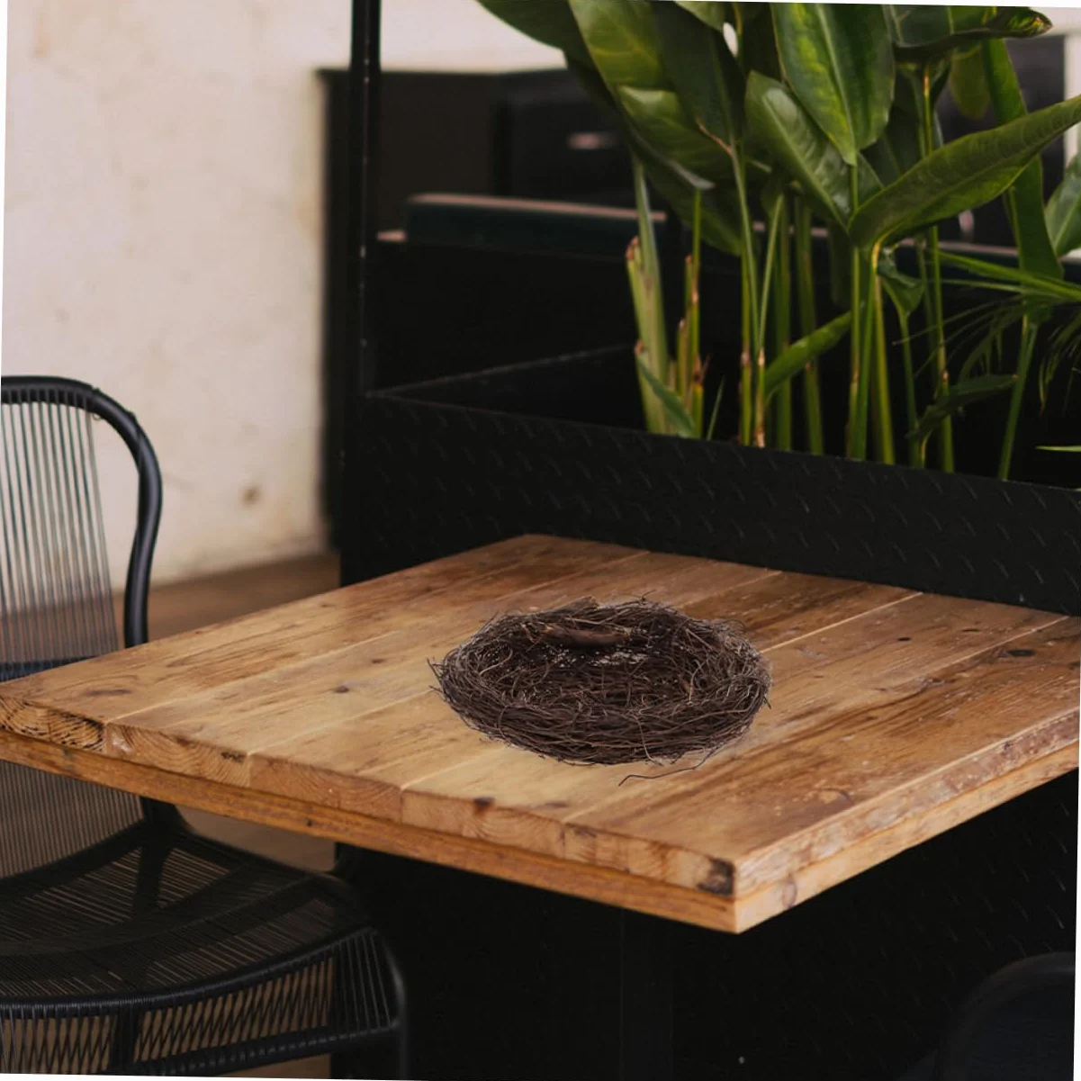 Happyyami Rattan Birds Nest Decor Handmade Natural Fake Bird Nest for Home Garden Party And Easter Decoration Unique Artisan Quality