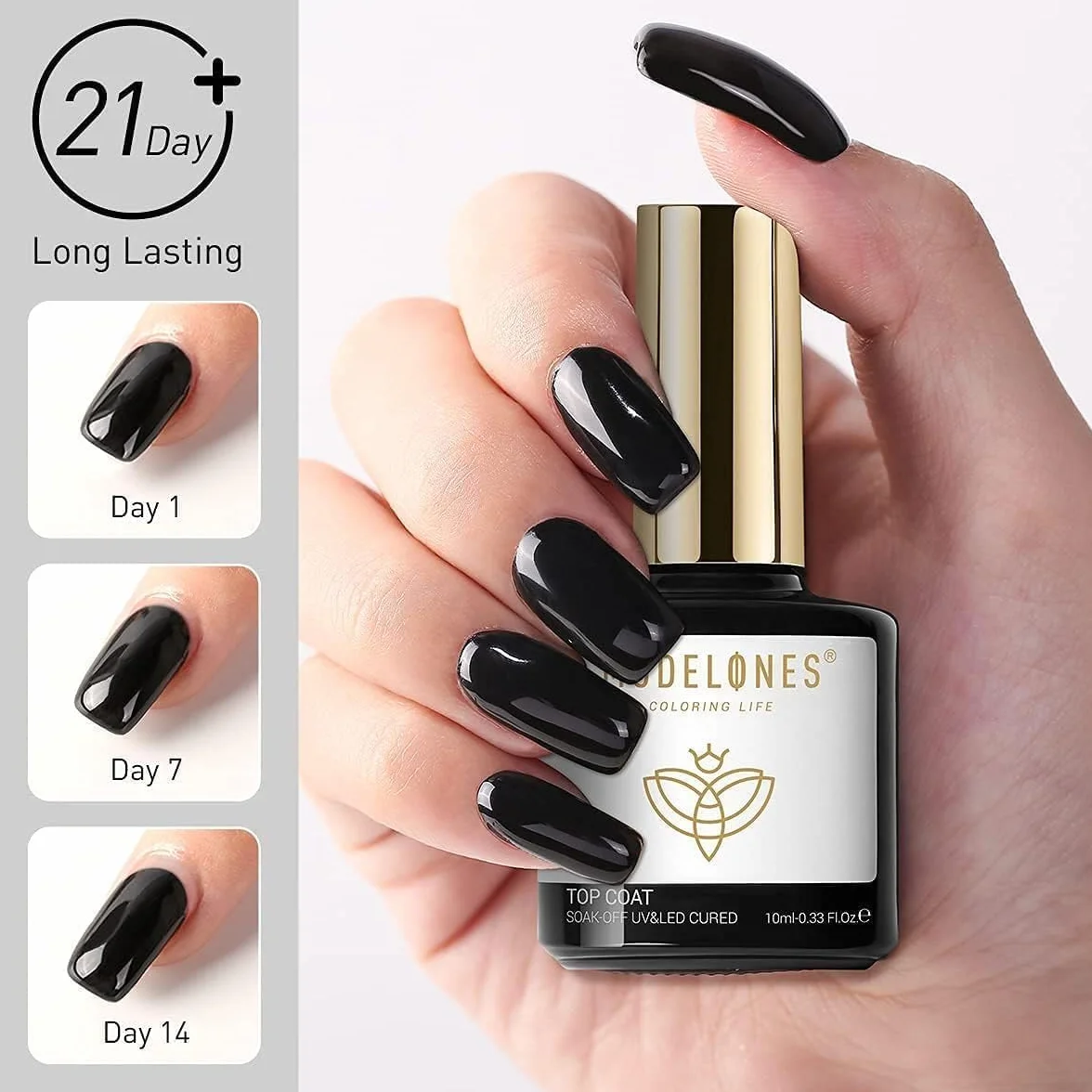 Modelones Top Coat Semipermanent 10ml No Wipe UV LED Żel do paznokci Manicure
