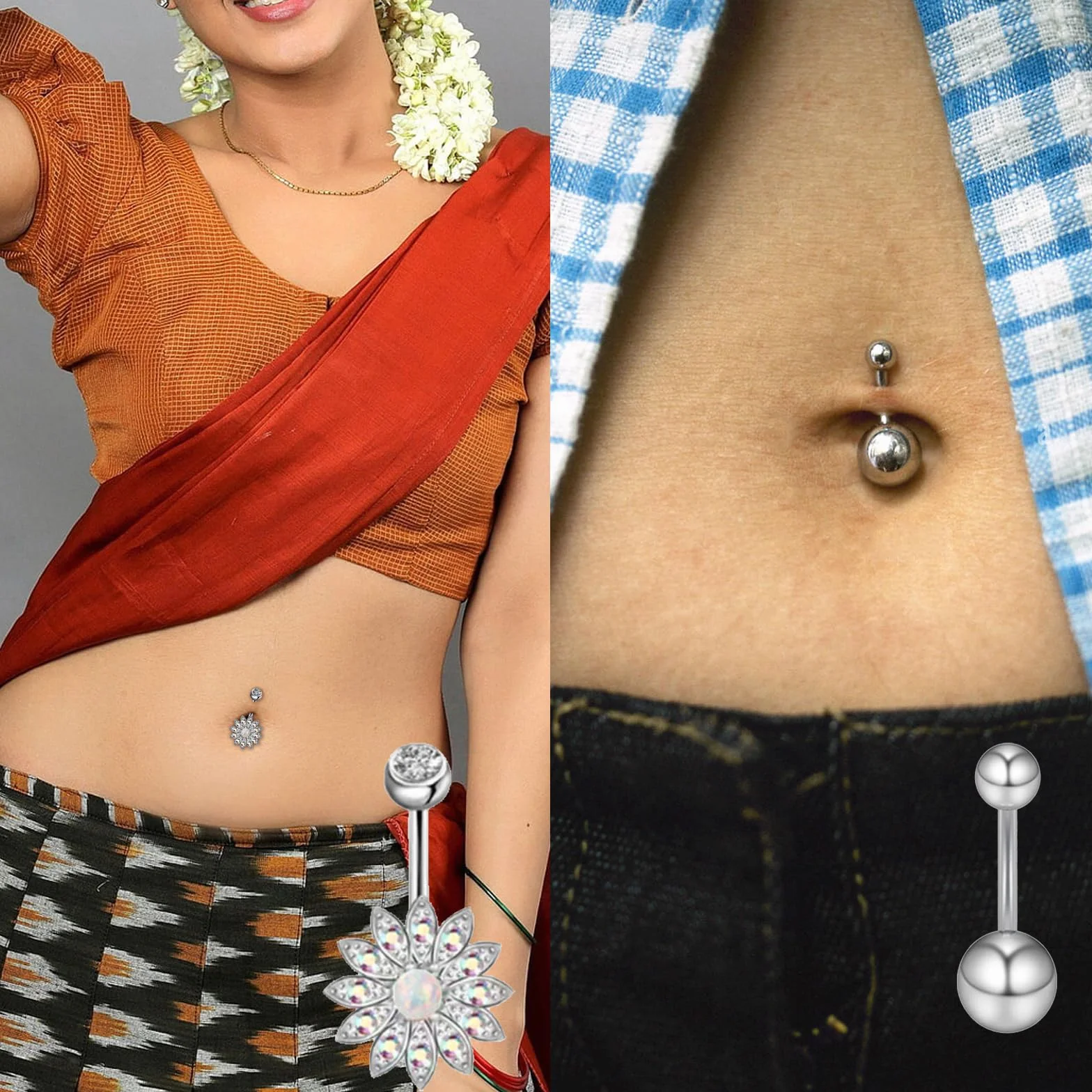 JSTHHTT 10 sztuk kolczyków do pępka dla kobiet w ciąży, piercing do pępka, motyl serce kwiat, zawieszka do pępka, biżuteria damska, piercing do pępka, zestaw, NO