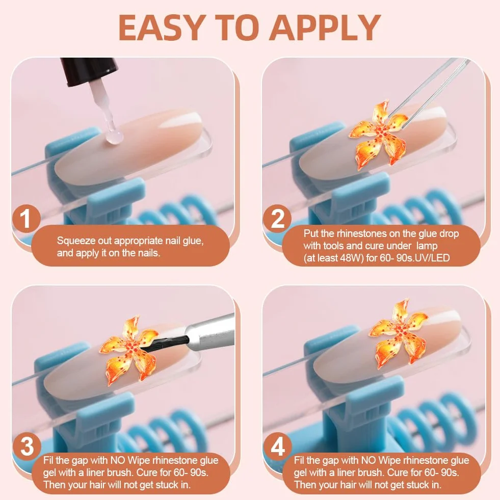 Vicloon Zestaw artystycznych zawieszek do paznokci 60 szt. kwiatowe 3D żywiczne stras DIY manicure