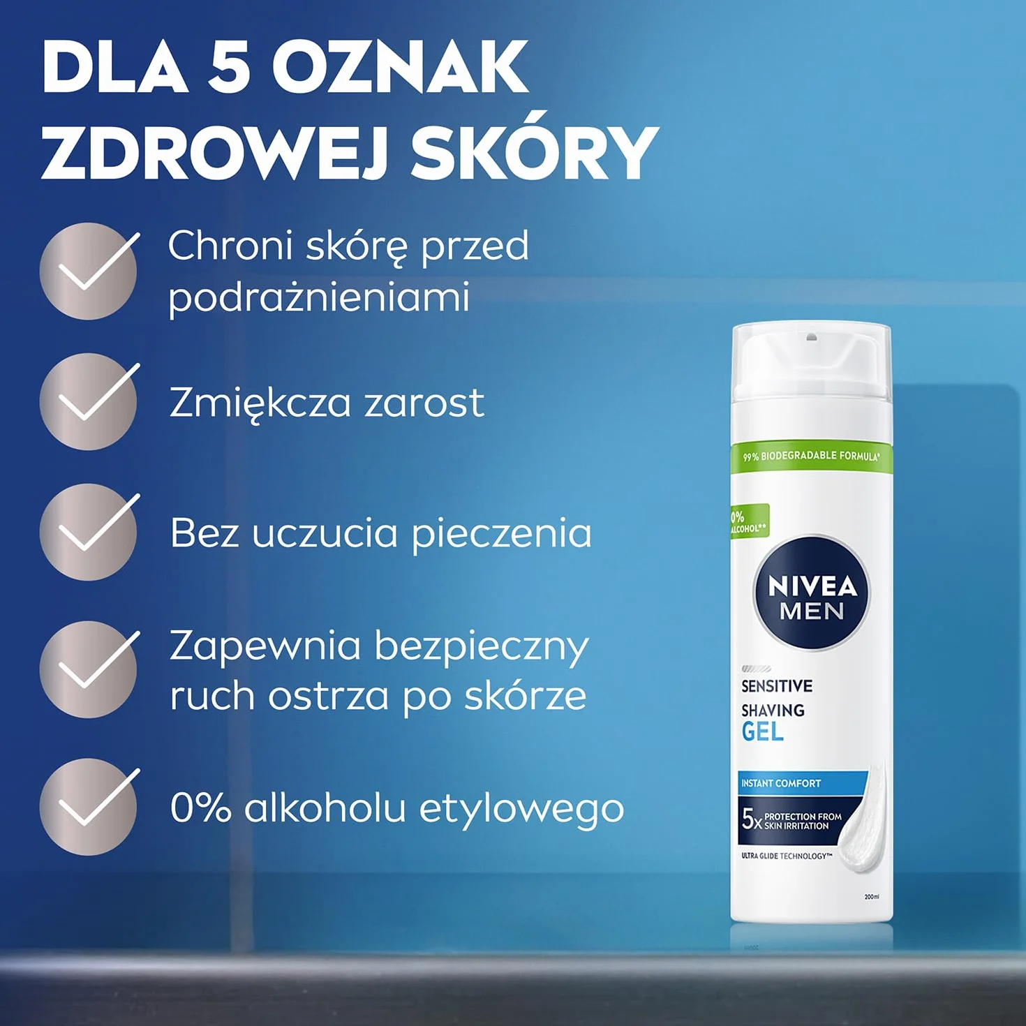 NIVEA MEN Sensitive Żel do golenia – rumianek, hamamelis, witamina E – formuła łagodząca dla skóry wrażliwej – 200 ml