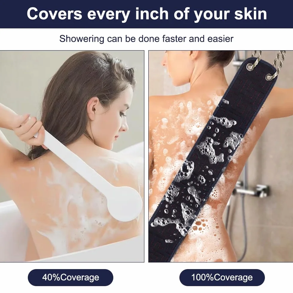 Dwustronne myjki do mycia pleców z rękawicą peelingującą i uchwytami, peeling ciała, pomoc w myciu pod prysznic