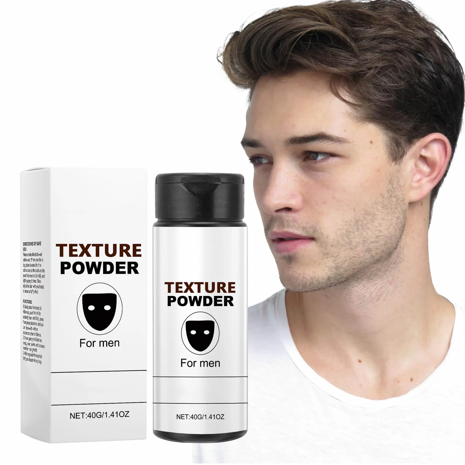 Puder teksturowy dla mężczyzn, puder do włosów, czarna maska, natychmiast nadaje tekstury i objętości, naturalny, łatwy w użyciu i długotrwały efekt stylizacji (1 szt.)