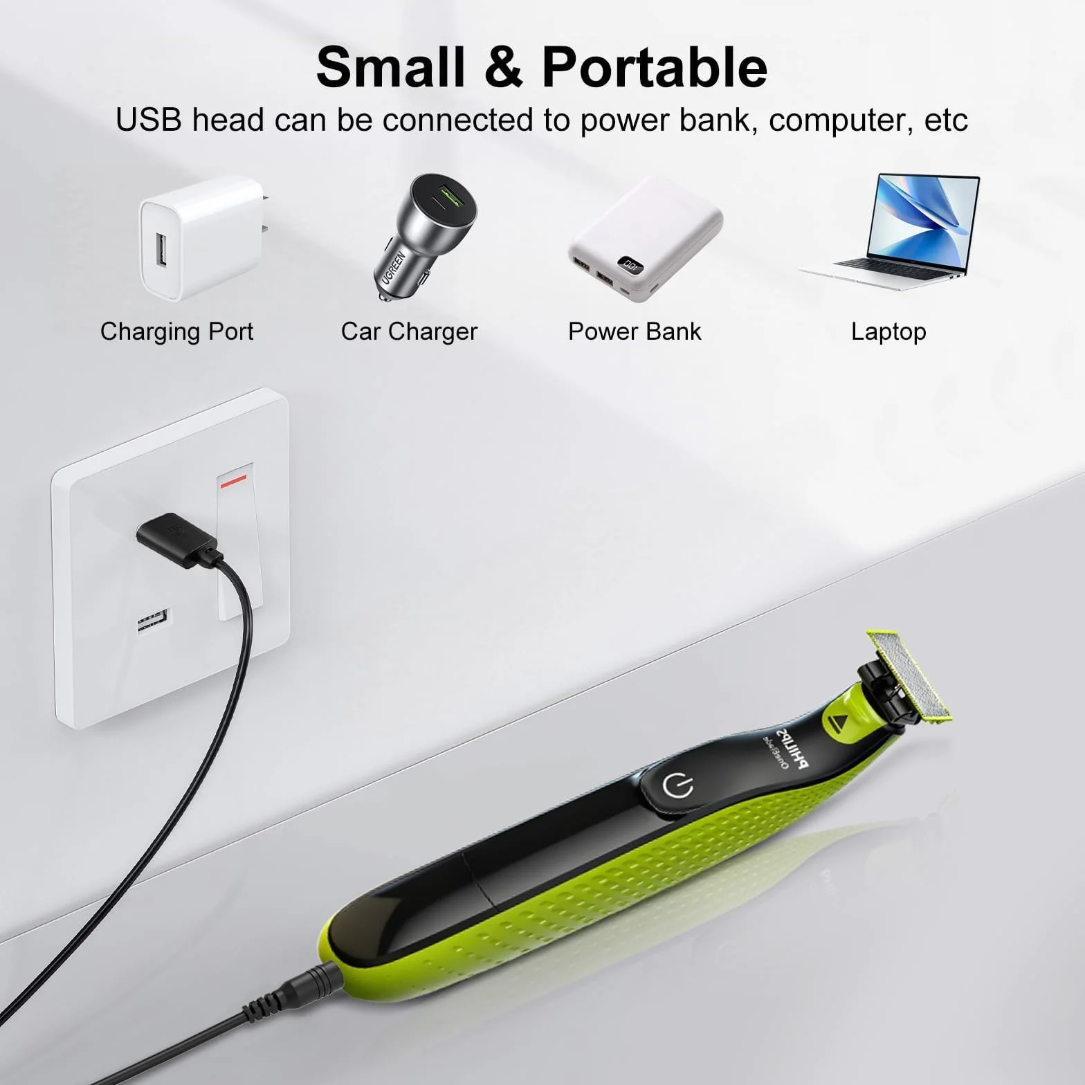 Flintronic Uniwersalny kabel zasilający USB 5V z 6 wtyczkami do Philips Norelco 7000/5000/3000