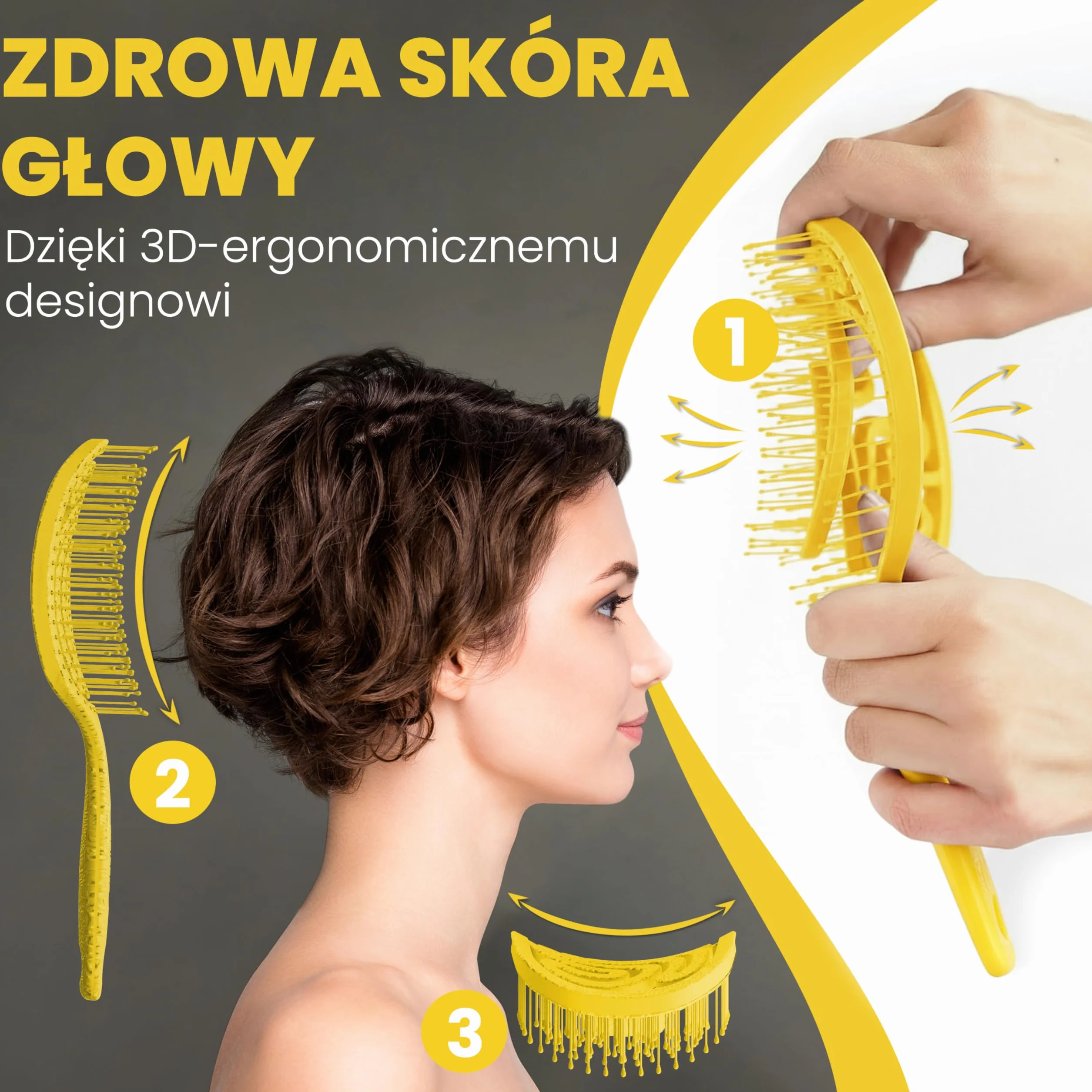 Walcora Szczotka Do Włosów Bez Ciągnięcia – Szczotka Rozplątująca & Detangler Dla Kobiet, Mężczyzn I Dzieci – Do Loków, Mokrych, Cienkich I Długich Włosów – Hair Brush – Żółty