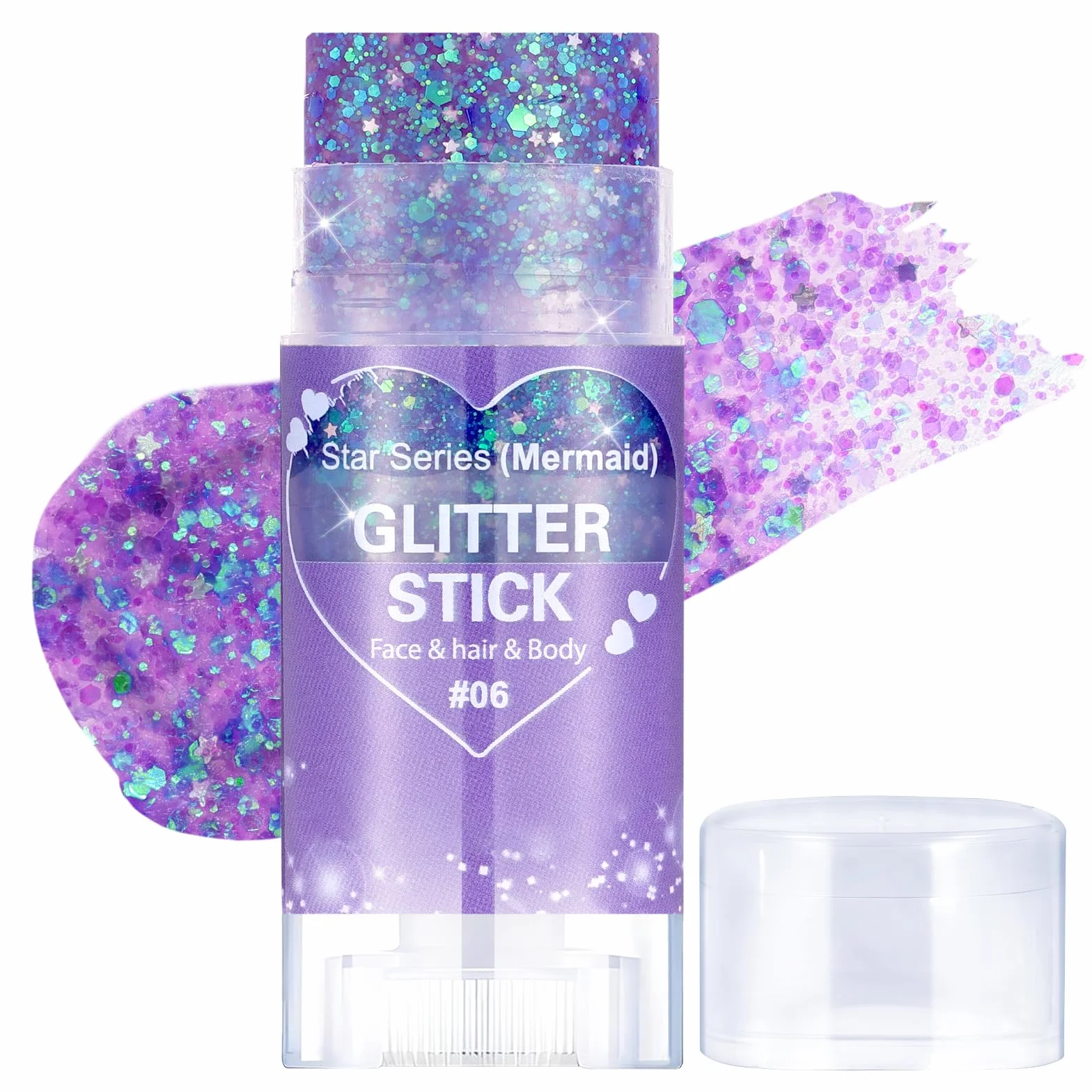 Prreal Body Glitter,Mermaid Sequins Glitter Stick Face Sparkling,Chunky Holographic Hair Glitters,Lips Nails Festival Rave Halloween Makeup, 06 Mermaid
