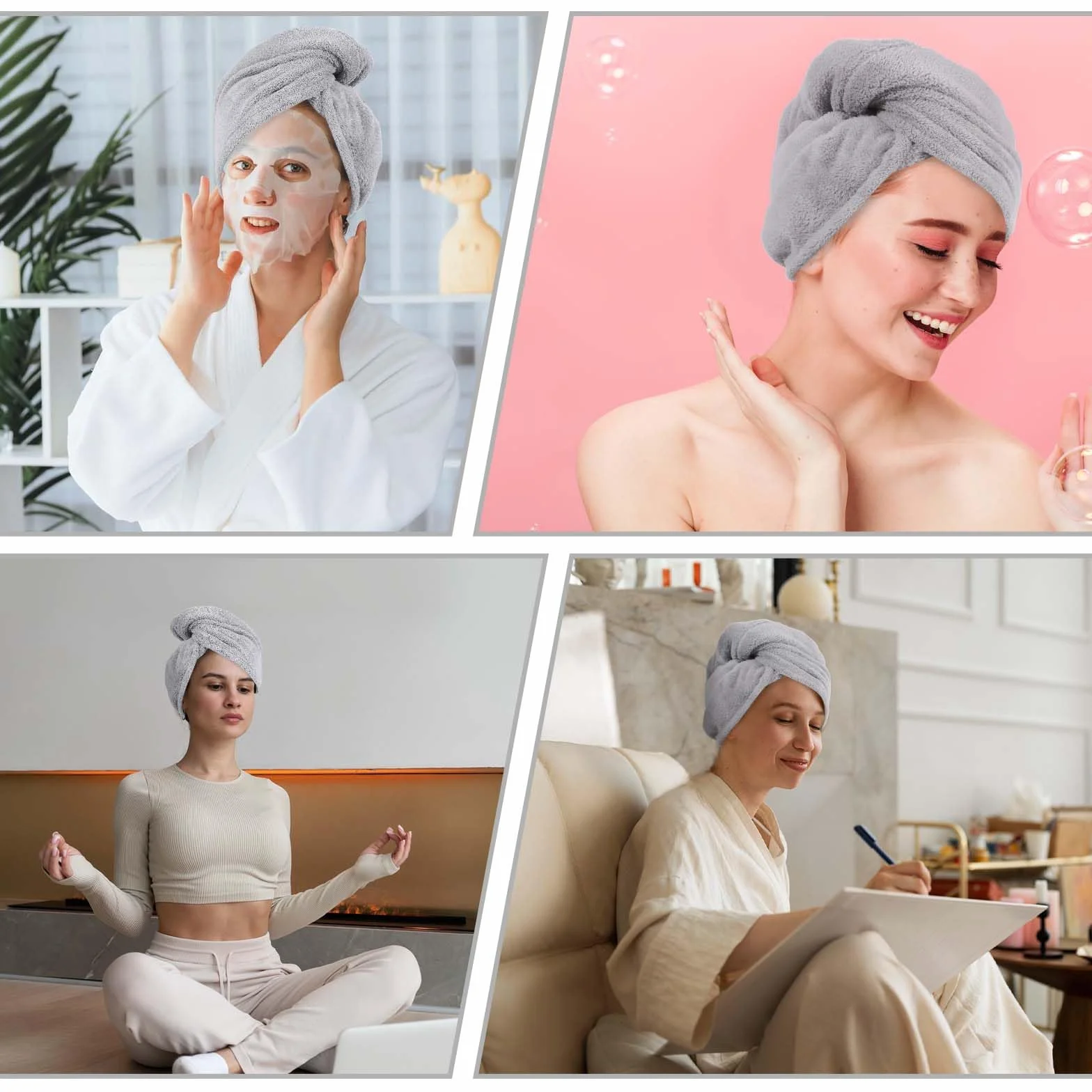 Giantree Ręcznik z mikrofibry Turban do Włosów Chłonny Szybkoschnący Szary