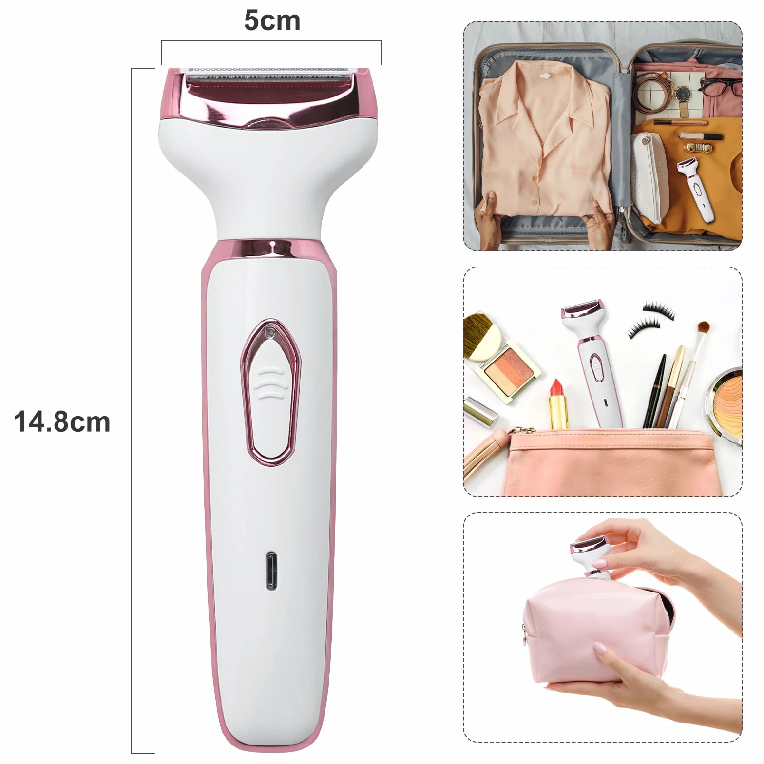 Elektryczna golarka 4 w 1 dla kobiet bezprzewodowa USB trymer do twarzy nosa pach bikini