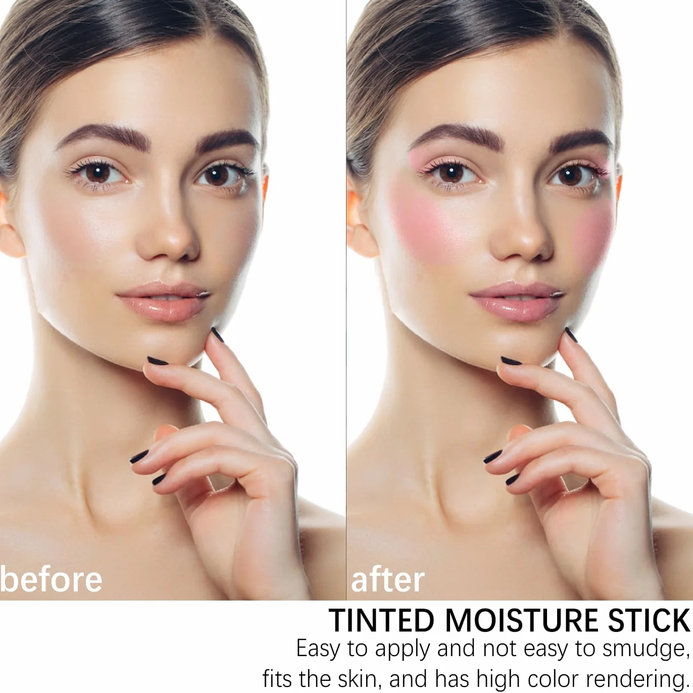 AYNKH 3 w 1 Rumieniec Blush Stick do policzków Usta Oczy, Rumieniec do twarzy, krem nawilżający Bronzer Blusher, matowy łatwy do ściągania wielofunkcyjny odcień do robienia różu (Pink)