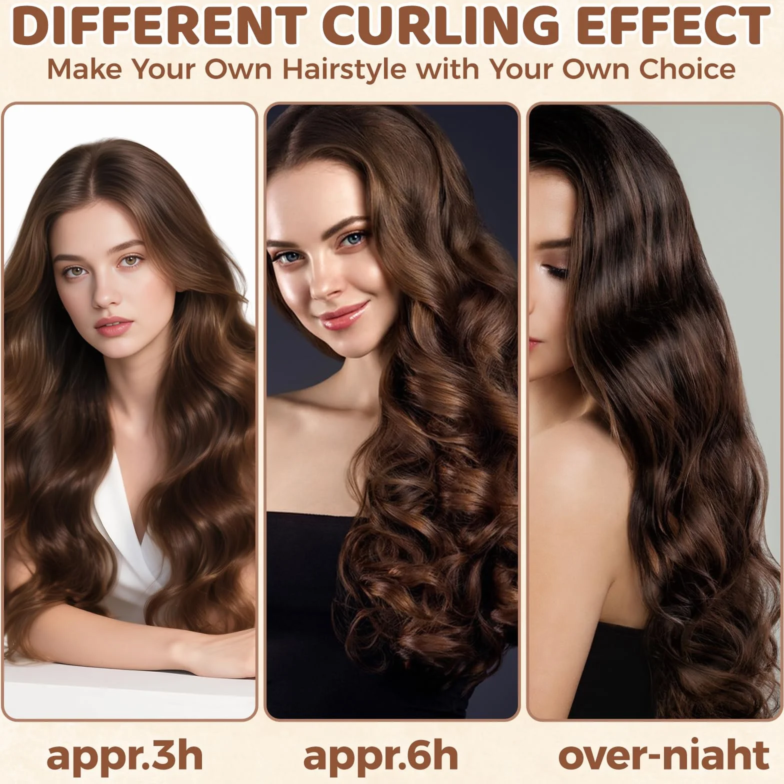 3 sztuki Heatless Curls taśma z czepkiem do spania, Overnight Blowout Rods, beztemperaturowe wałki do włosów na noc, overnight curls, loki, bez wysokiej temperatury, do włosów średnich