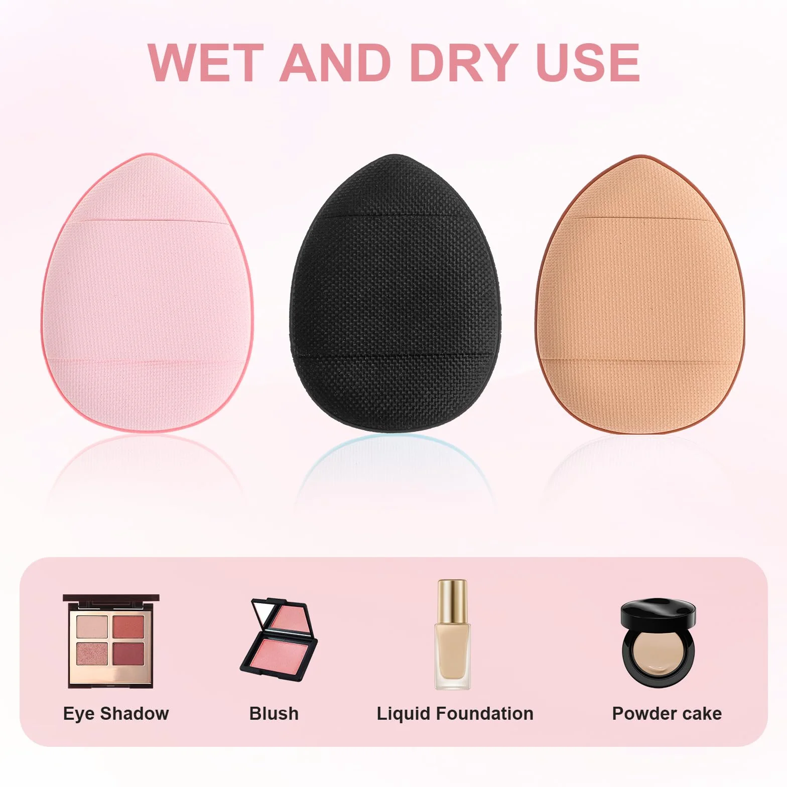 Mini puder, miękkie gąbki do makijażu na palce, zestaw do makeupu, korektor, sypki, róż, suche i mokre przybory do makeupu