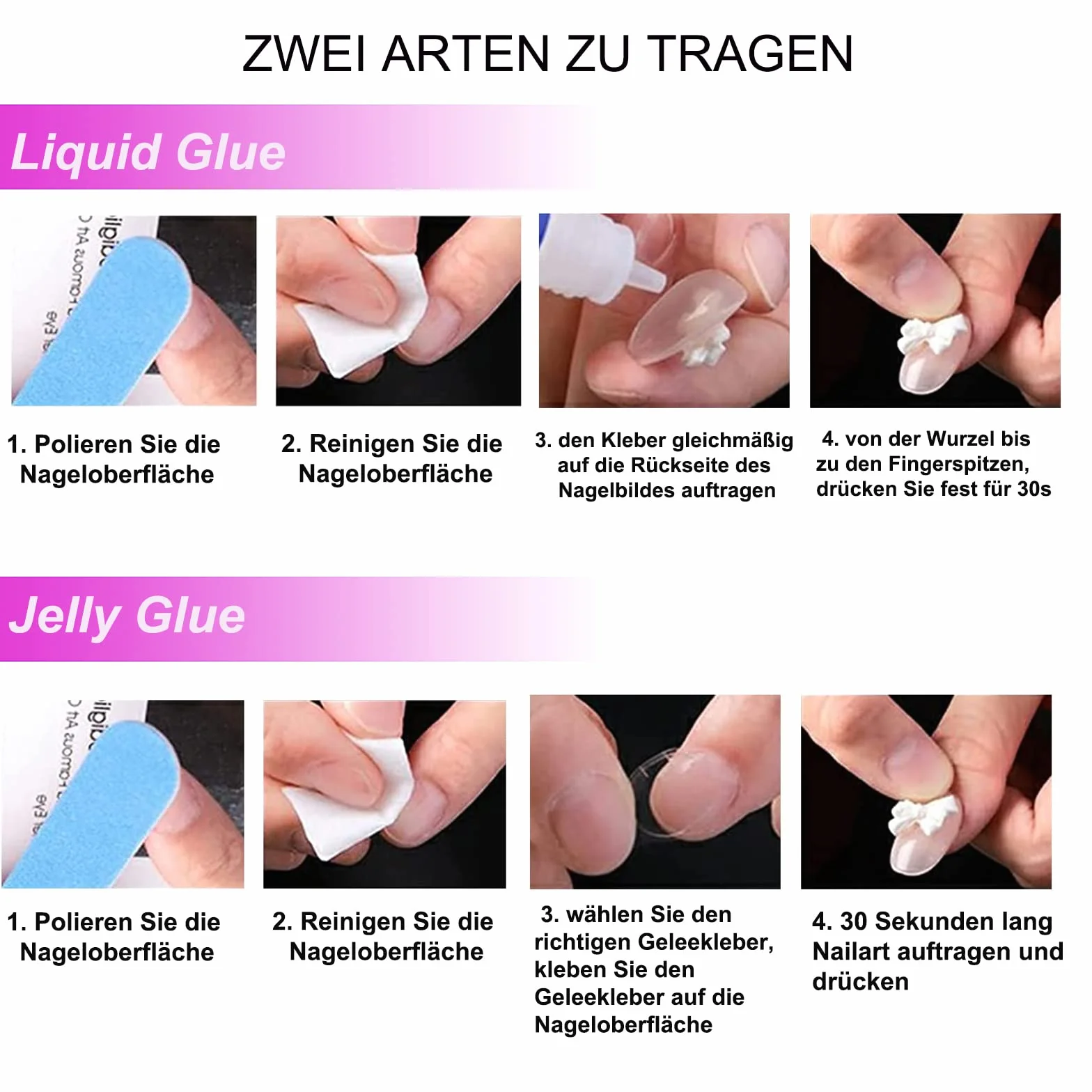 Hailey Bieber Donut Press on Nails krótkie kwadratowe różowe gradientowe białe chromowane paznokcie z klejem