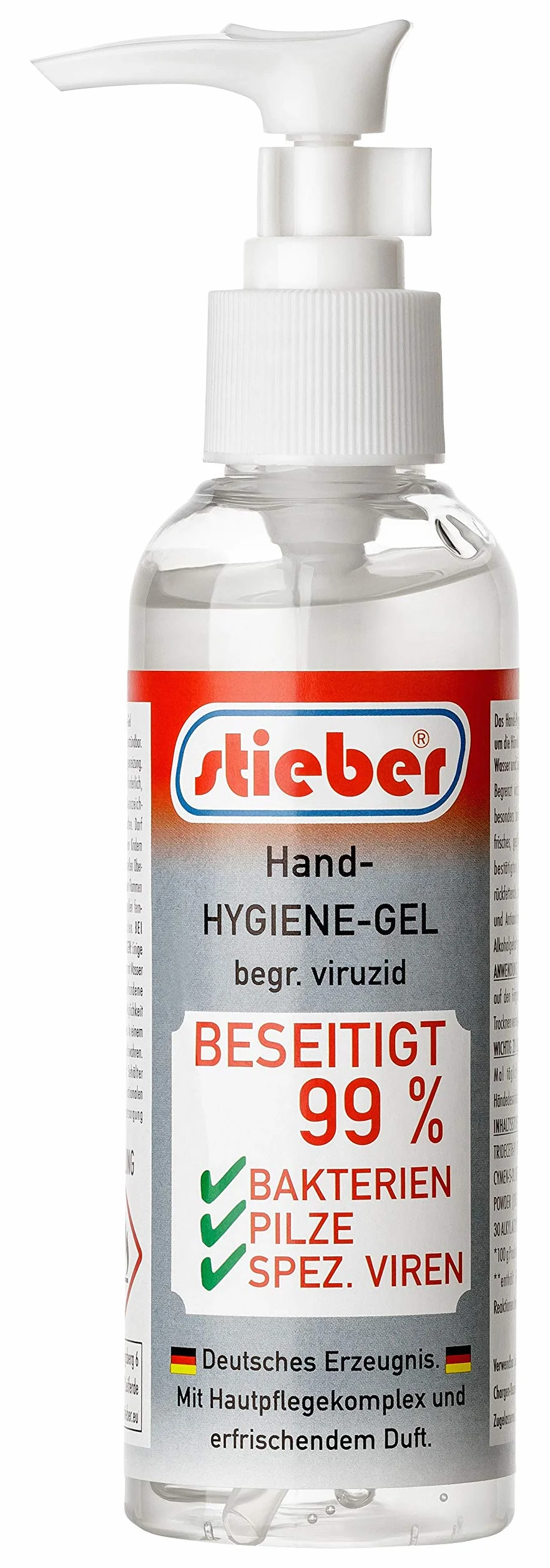 Stieber Żel do rąk Viruzid 150 ml Dezynfekcja rąk Podróżny Dozownik