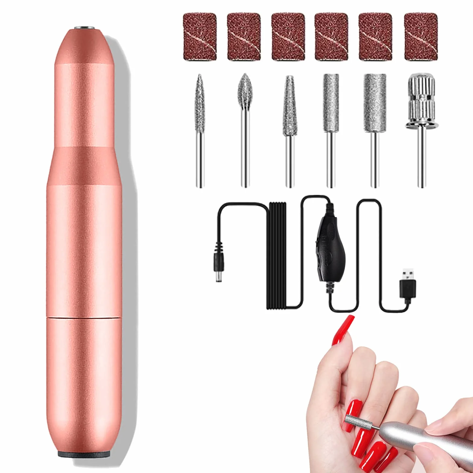 Elektryczny frez do paznokci 12 w 1 Zestaw do manicure i pedicure 20000 RPM Regulowana prędkość
