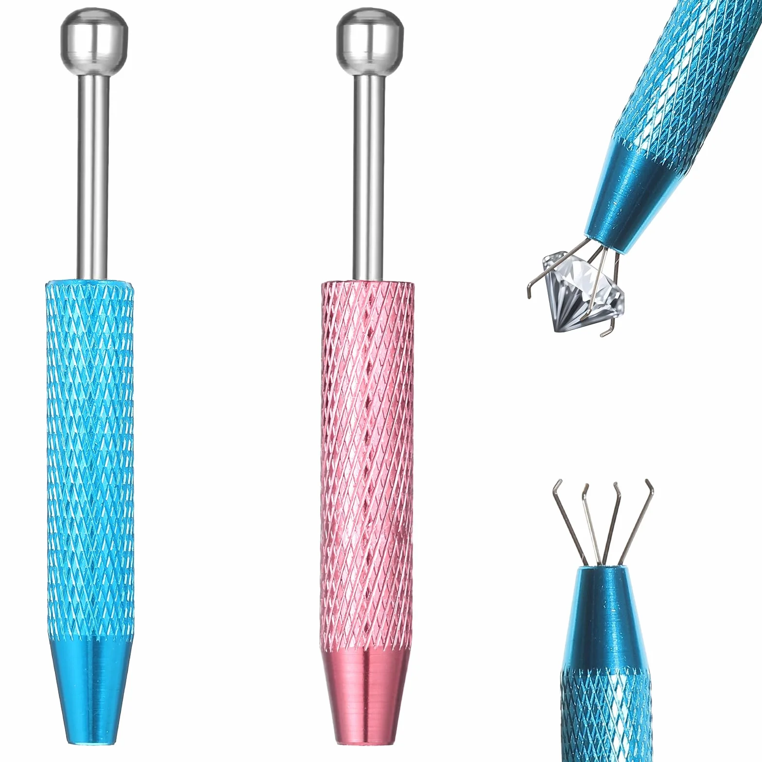 2 sztuki kolczyków do piercingu, kulki, szczypce do piercingu ze stali nierdzewnej, do kul, z 4 pazurami, narzędzie do podciągania biżuterii do pick up, elementy elektroniczne, 6,4 cm, Stal nierdzewna