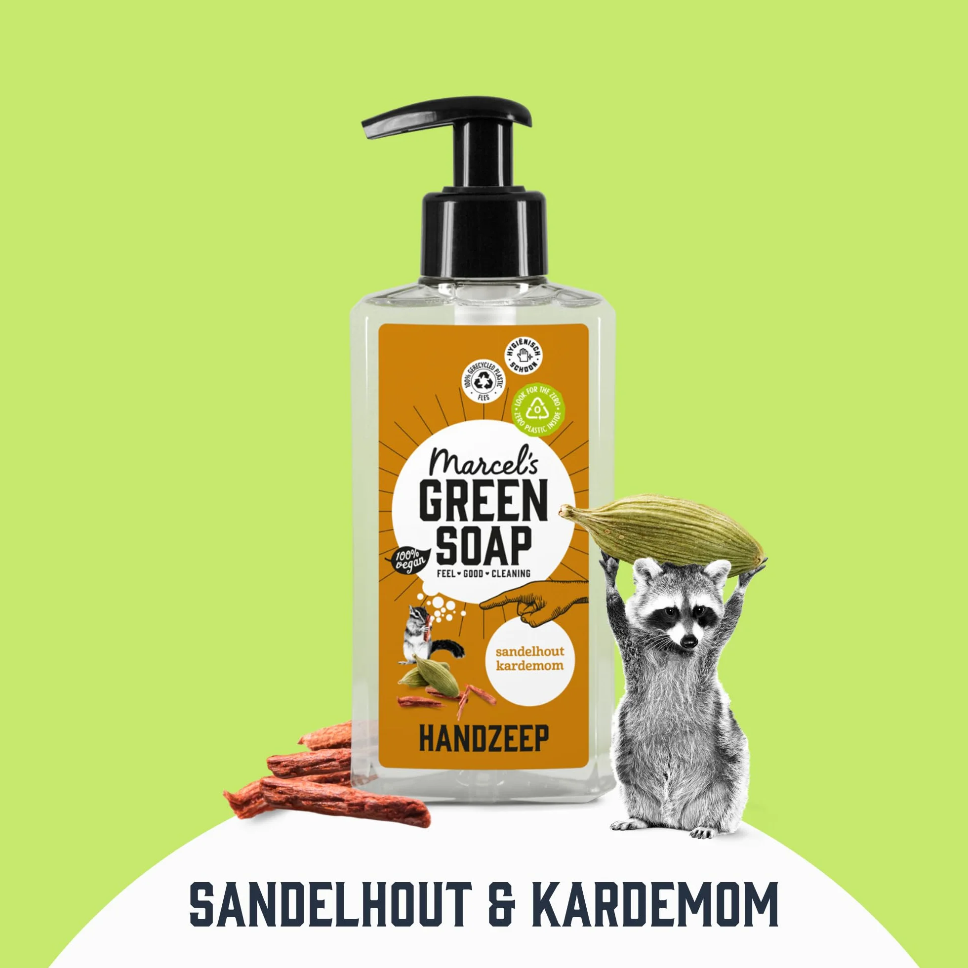 Marcel's Green Soap - Mydło do rąk, drzewo sandałowe i kardamon, dozownik mydła w płynie, przyjazne dla środowiska, wegańskie, w 97% biodegradowalne, 250 ml