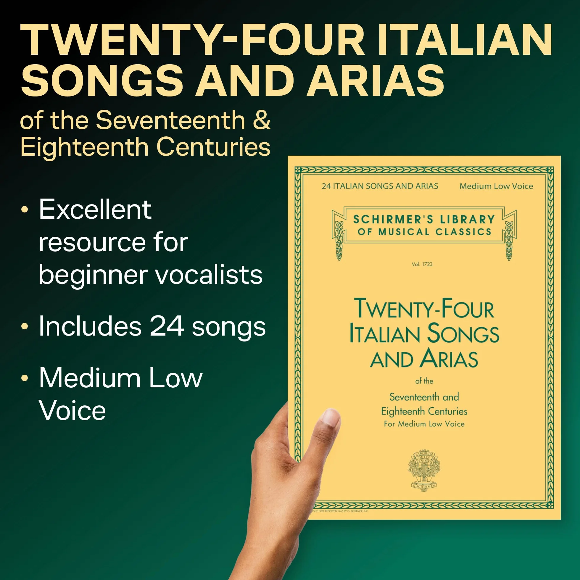 24 italian songs & arias - medium low voice of the seventeenth and eighttennth centuries: Schirmer Library of Classics Volume 1723 Medium Low Voice Book Only